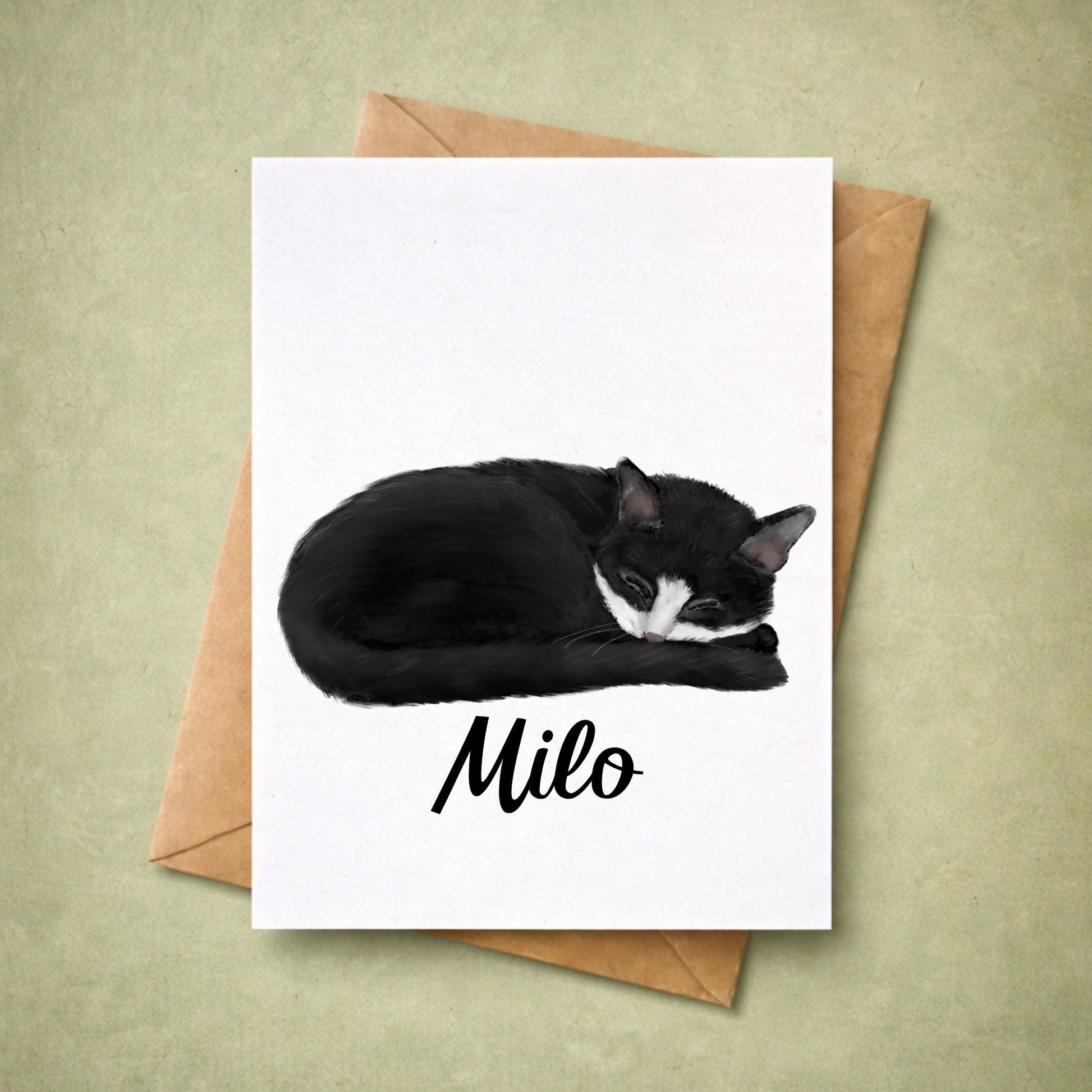 Tuxedo Cat Postcard - MerikaArt