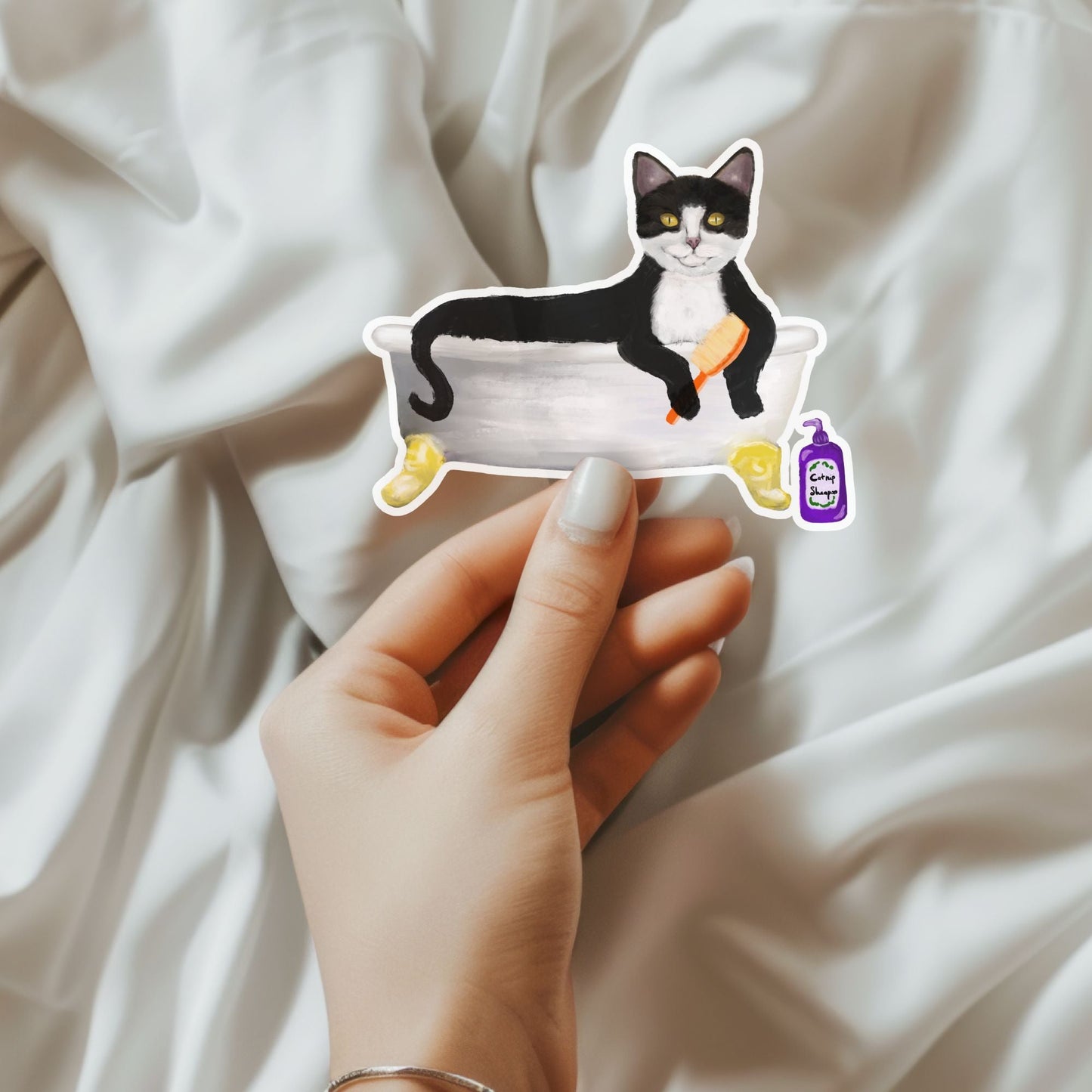 Tuxedo Cat Vinyl Sticker - MerikaArt