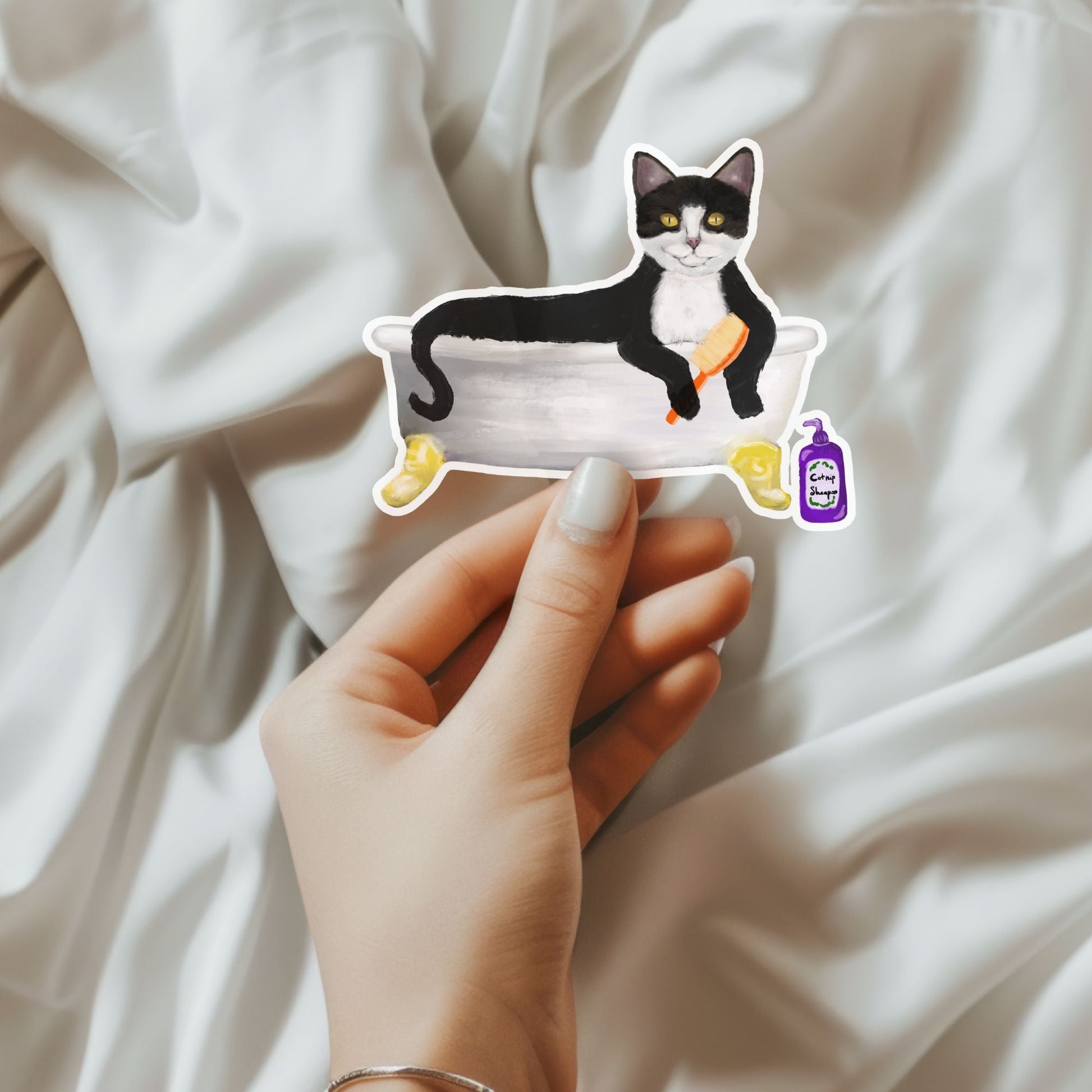 Tuxedo Cat Vinyl Sticker - MerikaArt