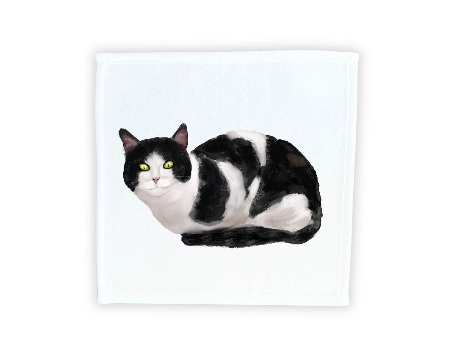 Tuxedo Cat Washcloth - MerikaArt