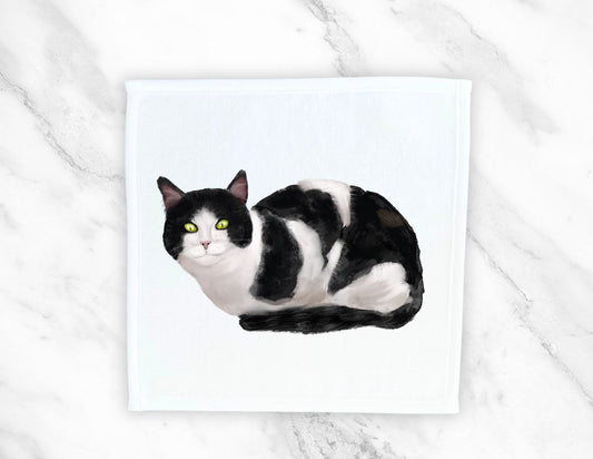 Tuxedo Cat Washcloth - MerikaArt