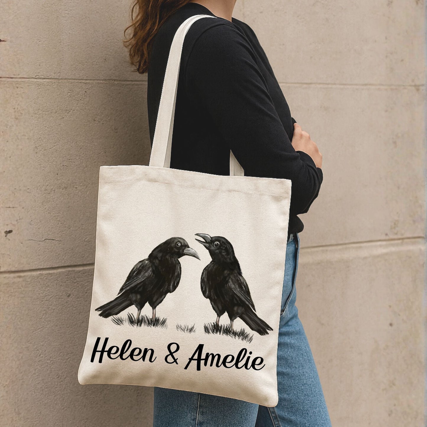 Two Crows Canvas Tote Bag - MerikaArt