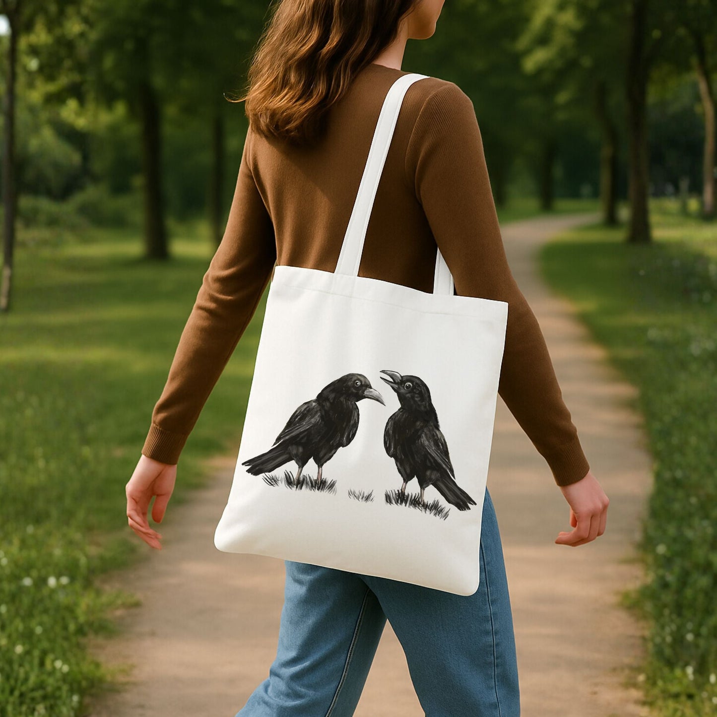 Two Crows Canvas Tote Bag - MerikaArt