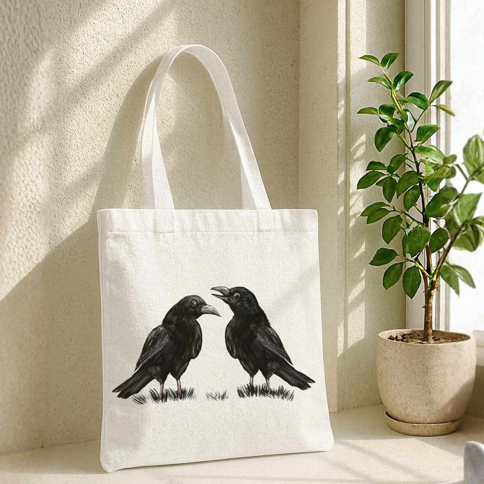 Two Crows Canvas Tote Bag - MerikaArt