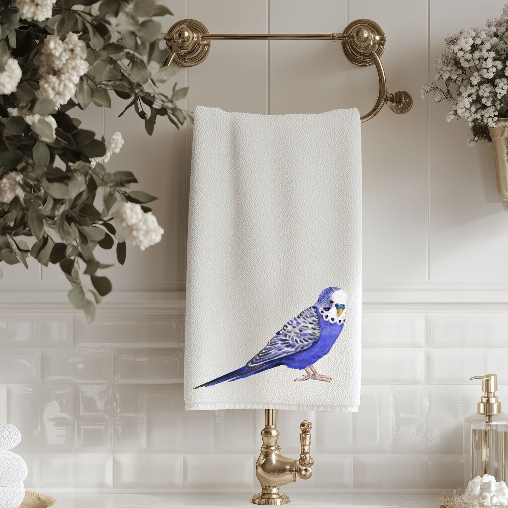 Two Crows on Branch Bathroom Towel - MerikaArt