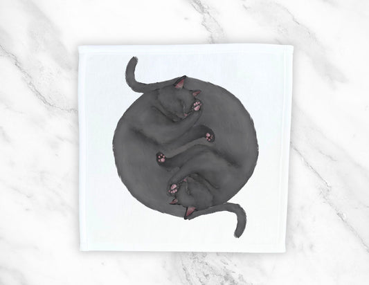 Two Gray Cats Sleeping Washcloth - MerikaArt