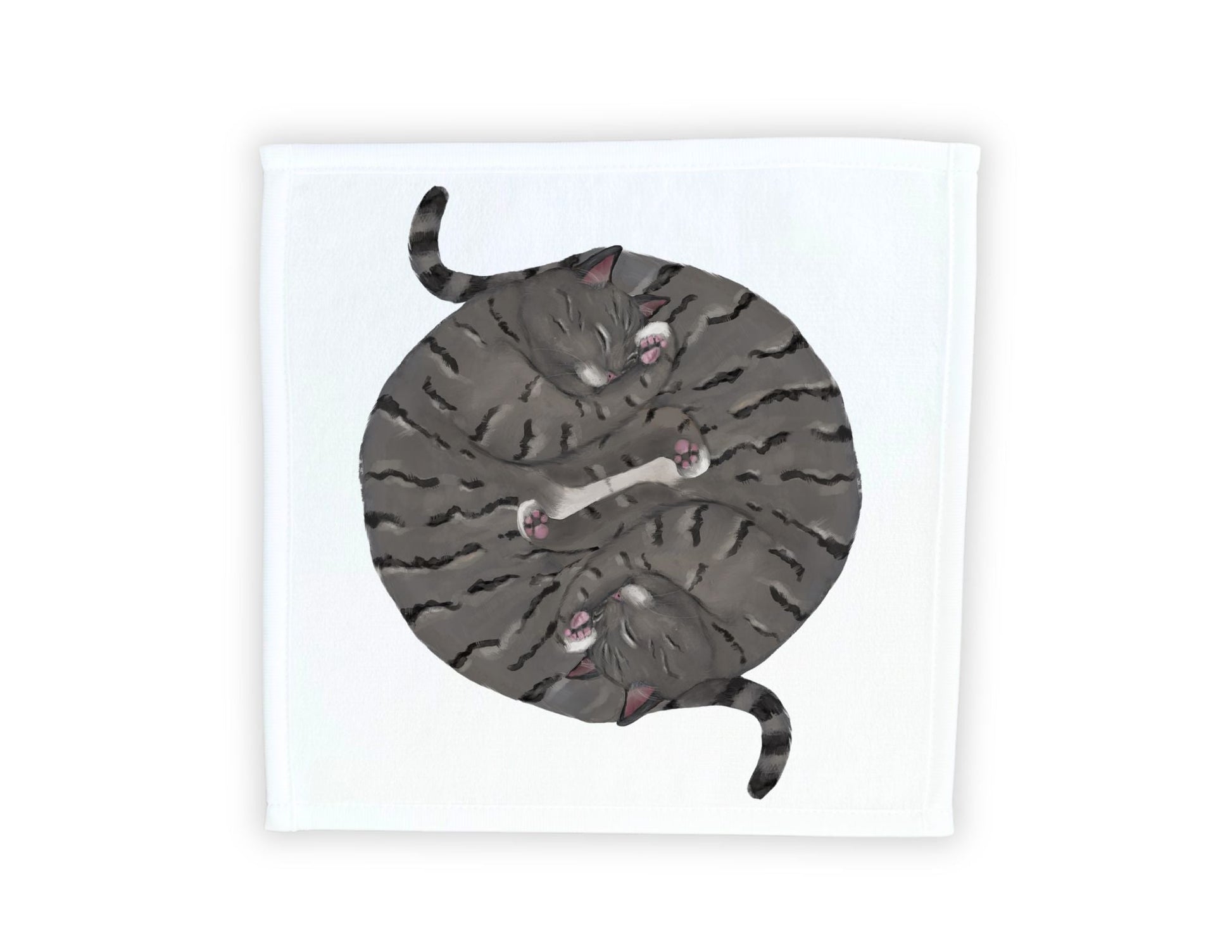 Two Gray Tabby Cats Sleeping Washcloth - MerikaArt