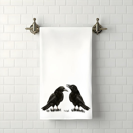Two Ravens Bathroom Towel - MerikaArt