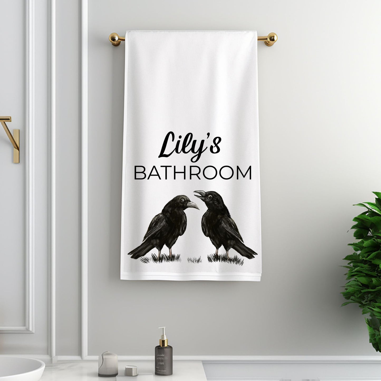 Two Ravens Bathroom Towel - MerikaArt