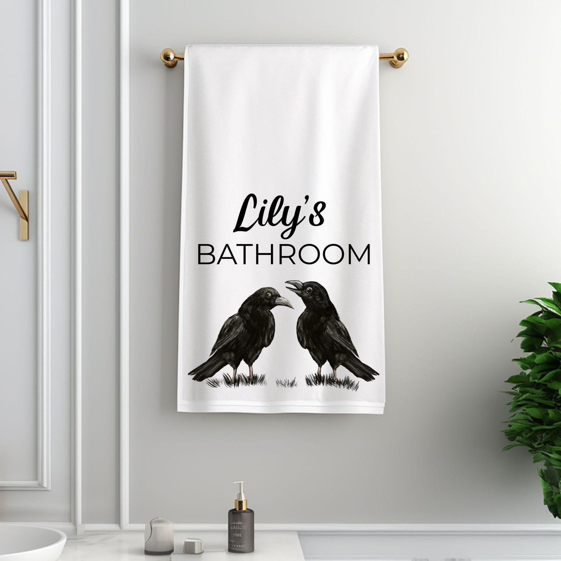 Two Ravens Bathroom Towel - MerikaArt