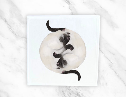 Two Siamese Cats Sleeping Washcloth - MerikaArt