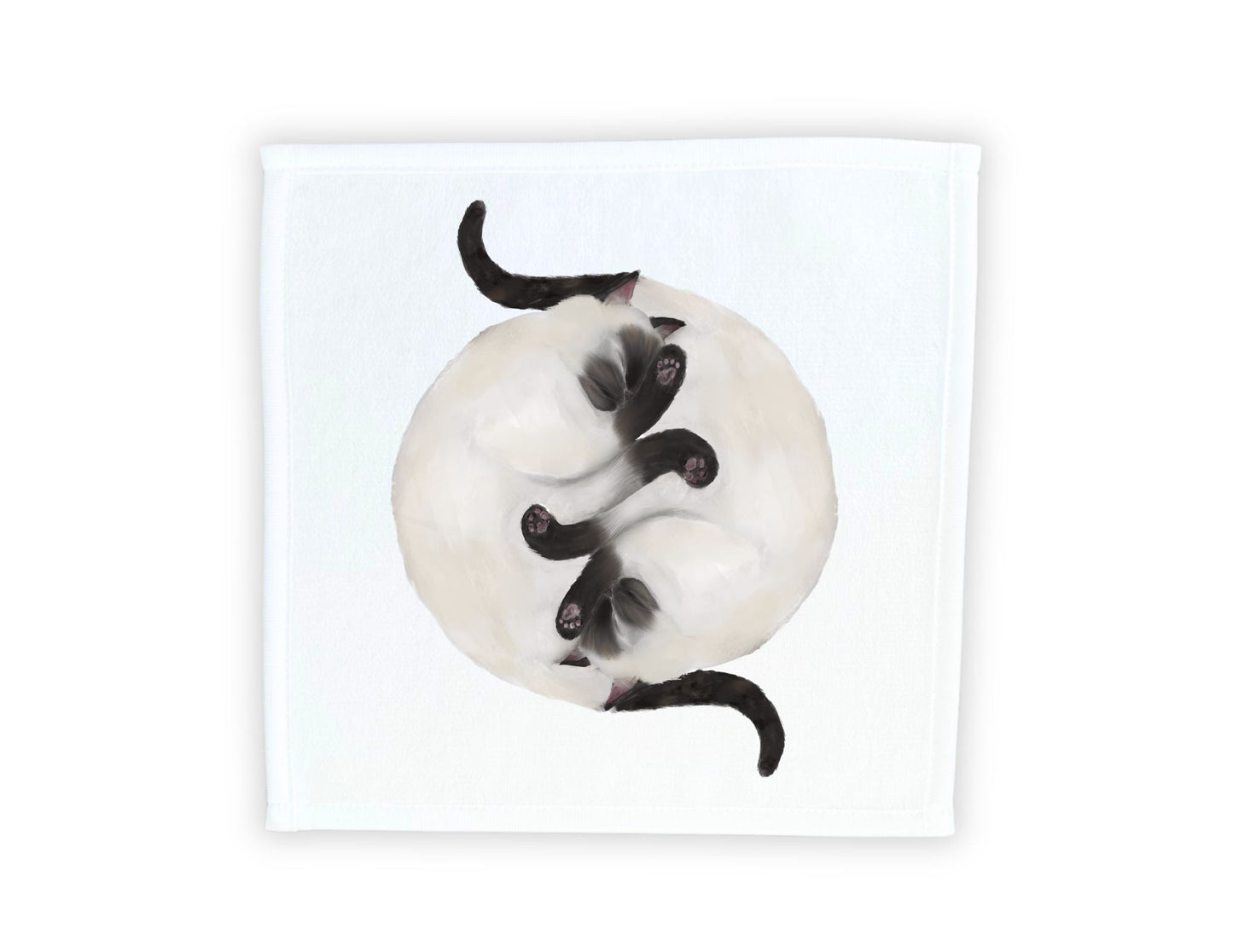 Two Siamese Cats Sleeping Washcloth - MerikaArt