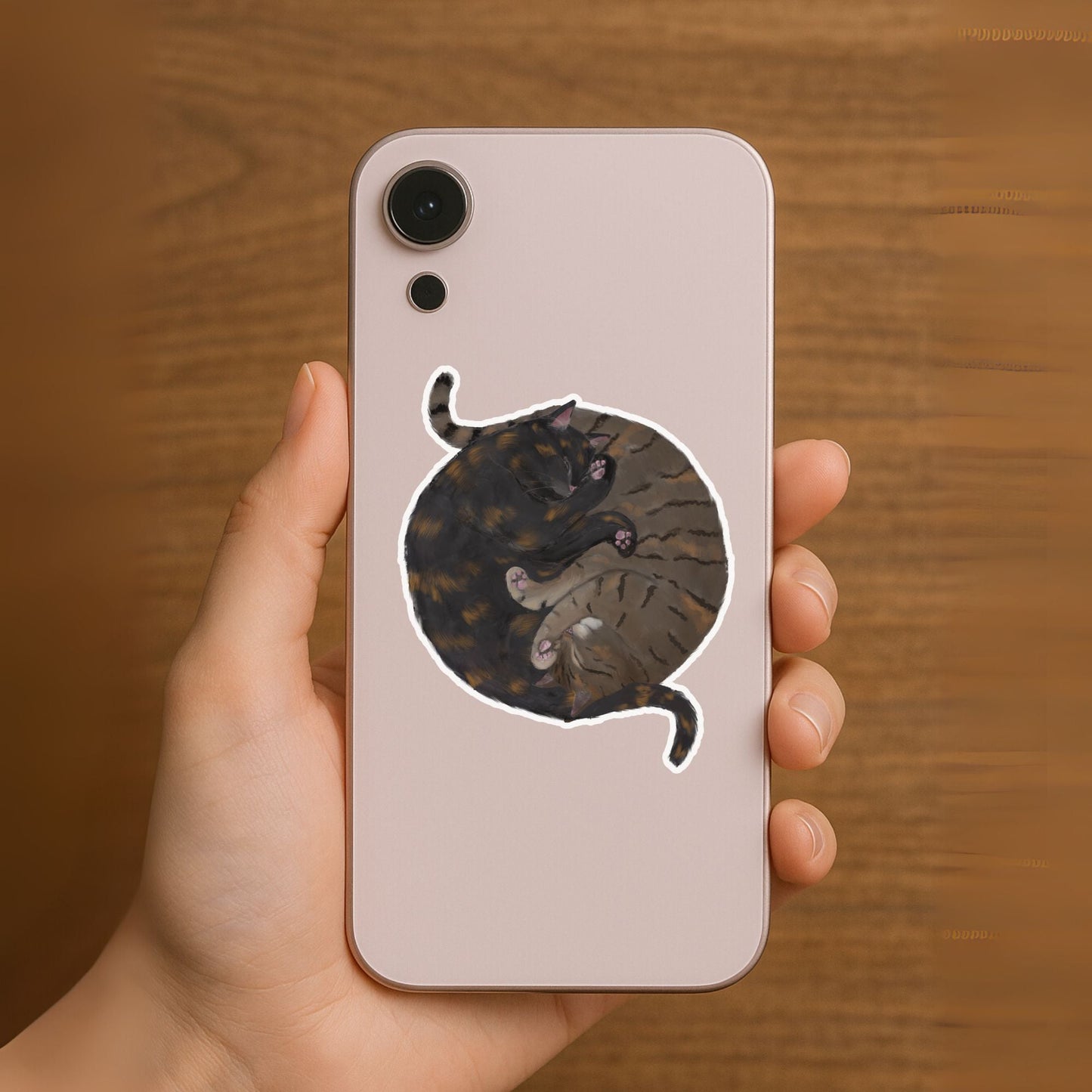 Two Sleeping Tabby Cats Vinyl Sticker - MerikaArt