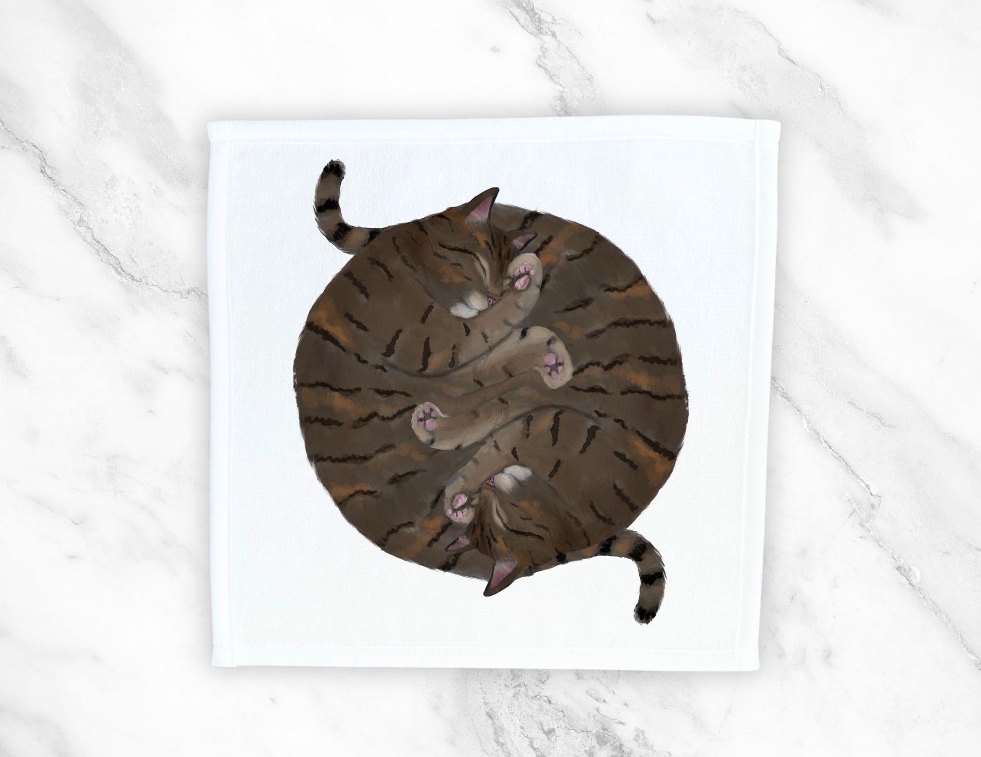 Two Tabby Cats Curled Sleeping Washcloth - MerikaArt