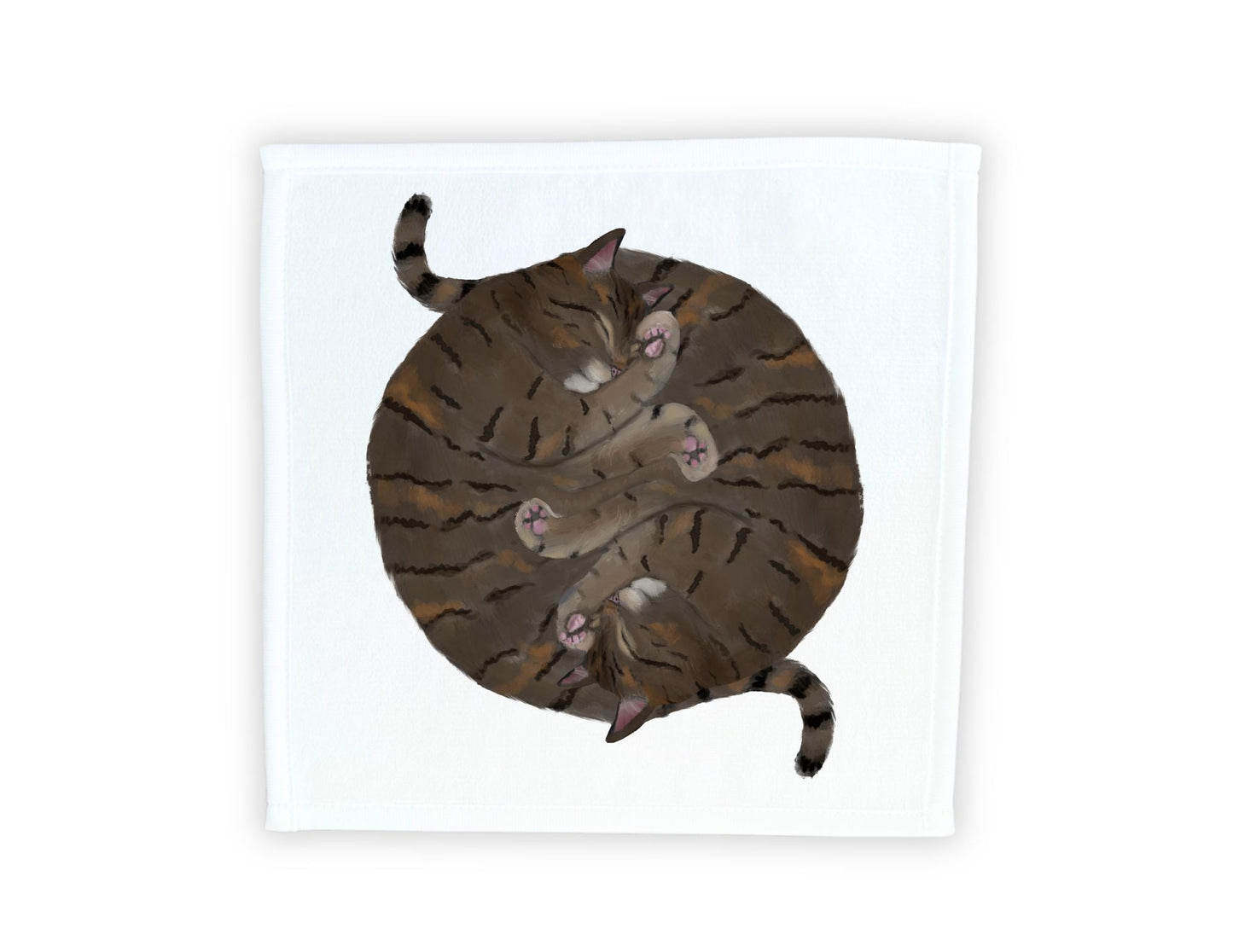 Two Tabby Cats Curled Sleeping Washcloth - MerikaArt