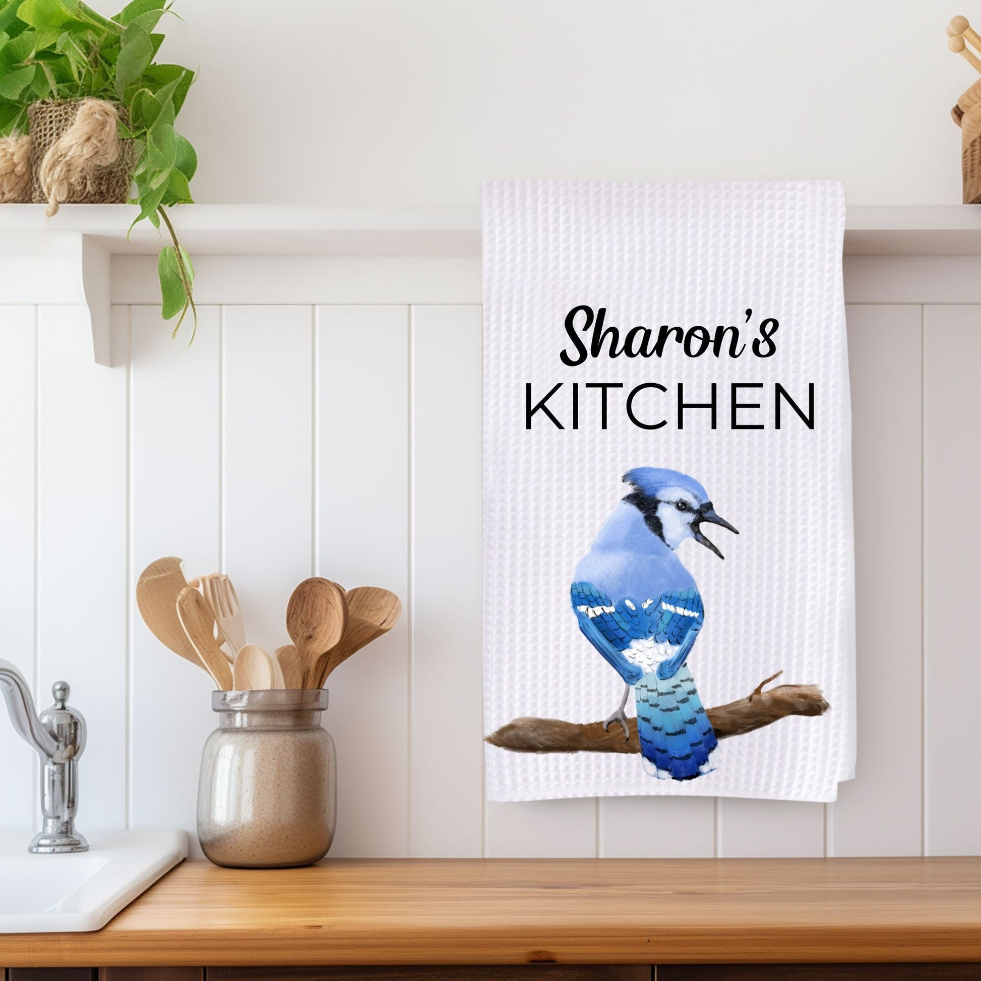 Unique Blue Jay Kitchen Towel - MerikaArt