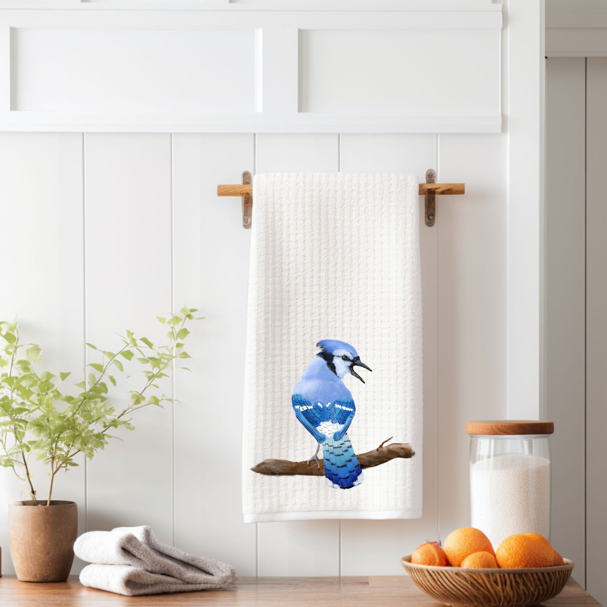 Unique Blue Jay Kitchen Towel - MerikaArt