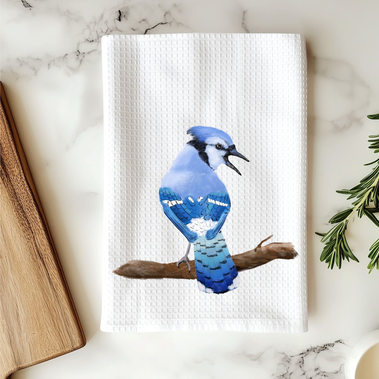 Unique Blue Jay Kitchen Towel - MerikaArt