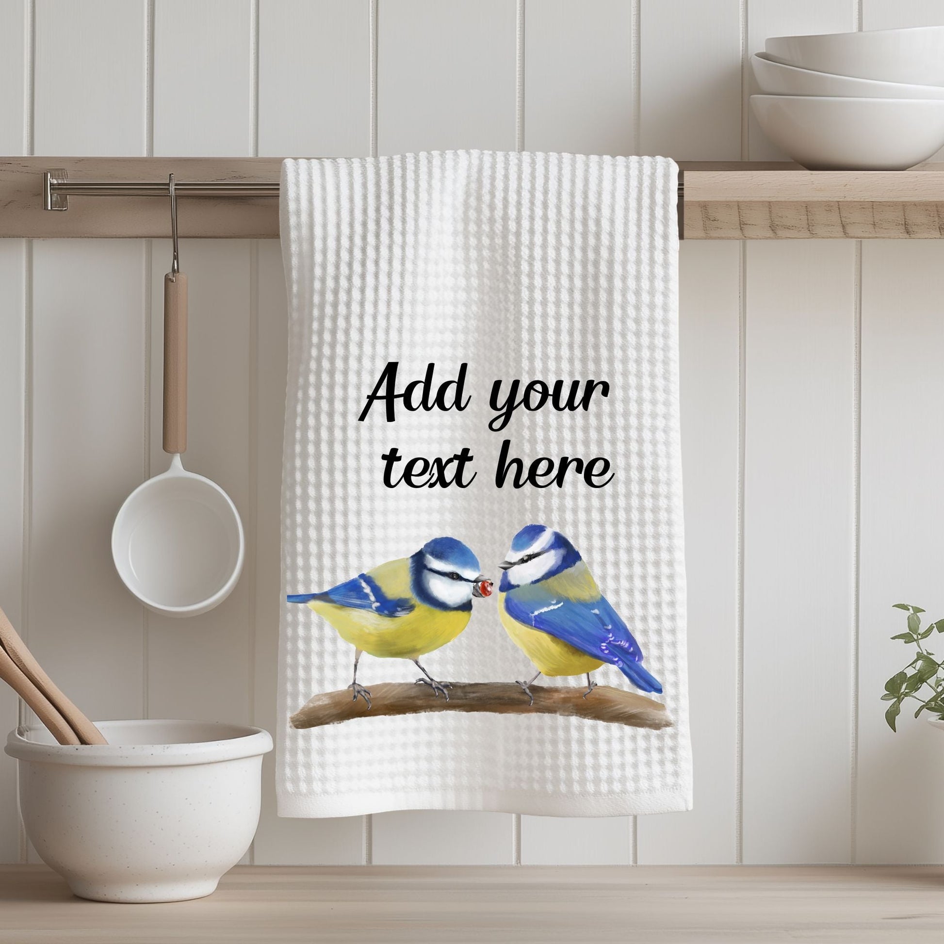 Unique Blue Tit Kitchen Towel - MerikaArt