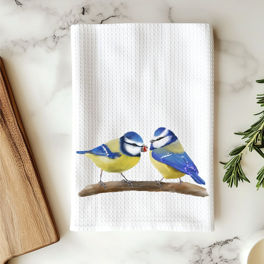 Unique Blue Tit Kitchen Towel - MerikaArt