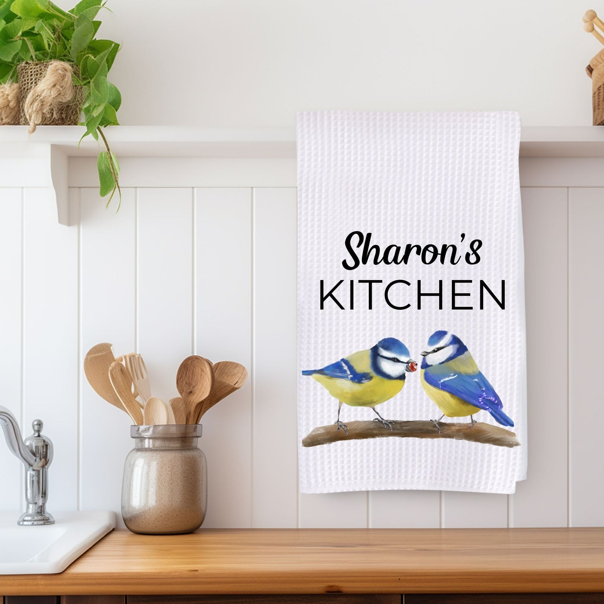 Unique Blue Tit Kitchen Towel - MerikaArt