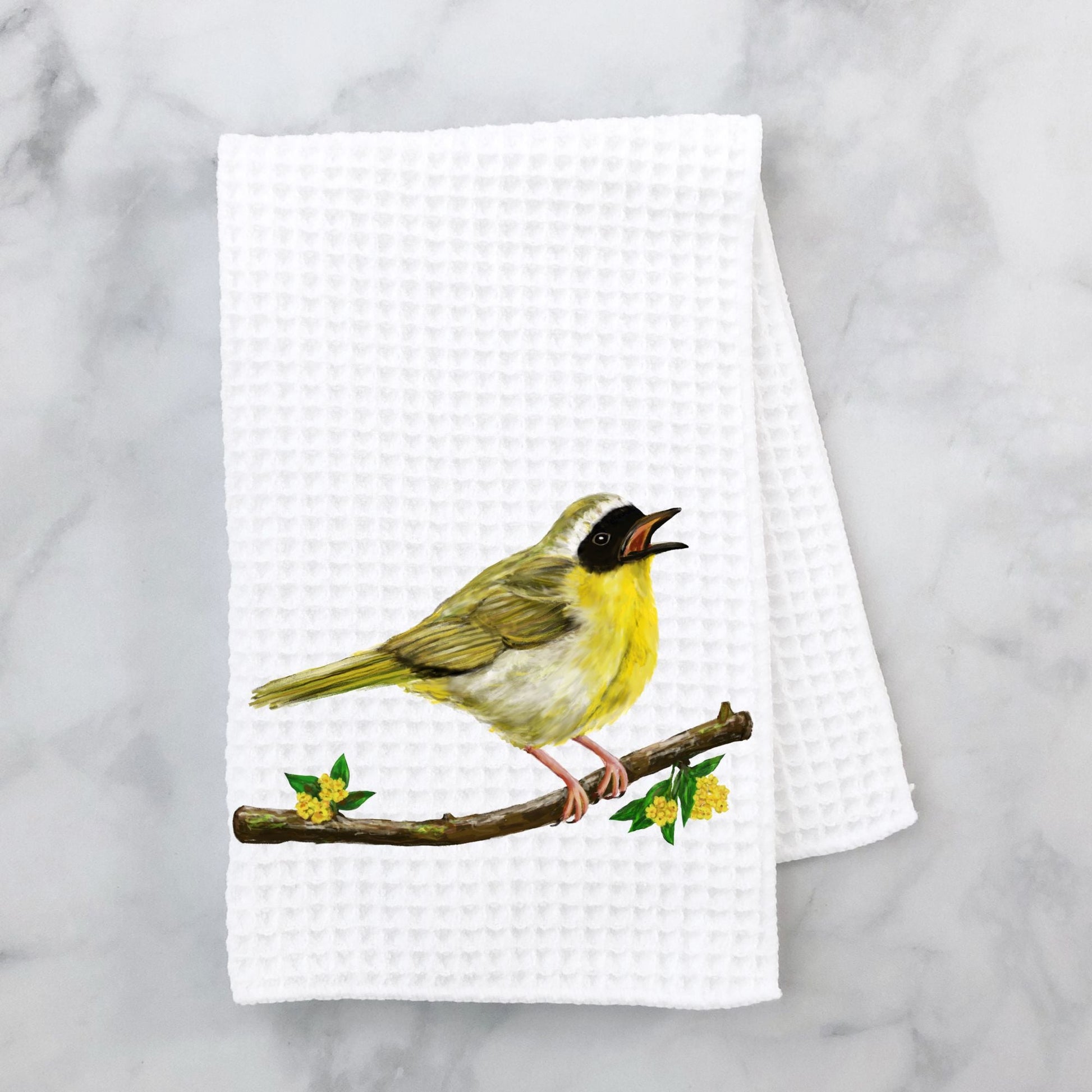 Unique Common Yellowthroat Kitchen Towel - MerikaArt