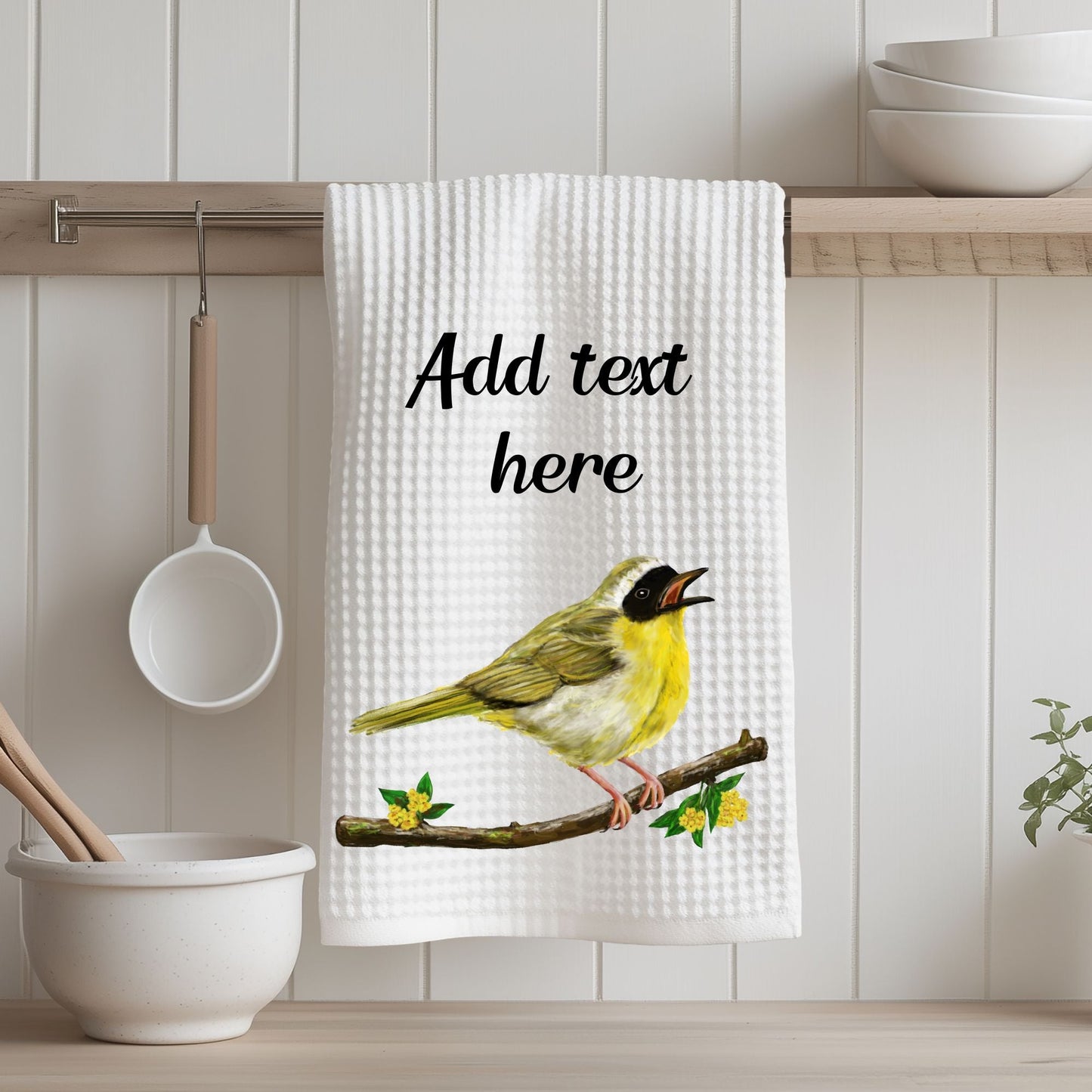 Unique Common Yellowthroat Kitchen Towel - MerikaArt