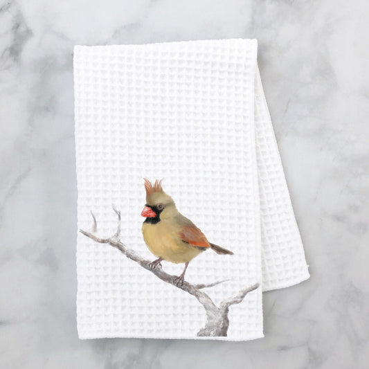 Unique Female Cardinal Kitchen Towel - MerikaArt