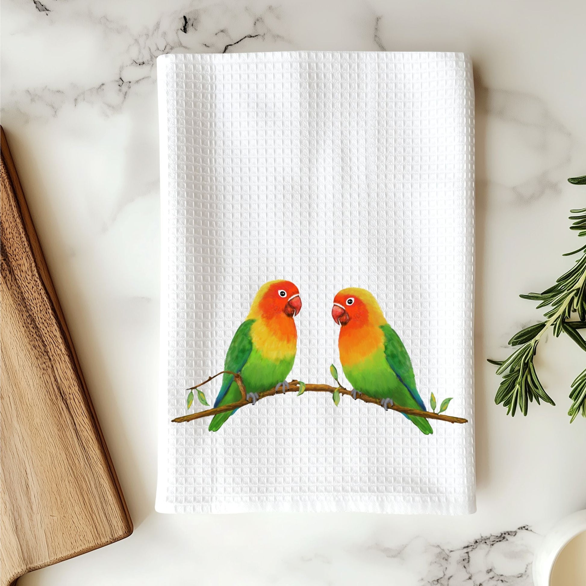 Unique Lovebirds Kitchen Towel - MerikaArt