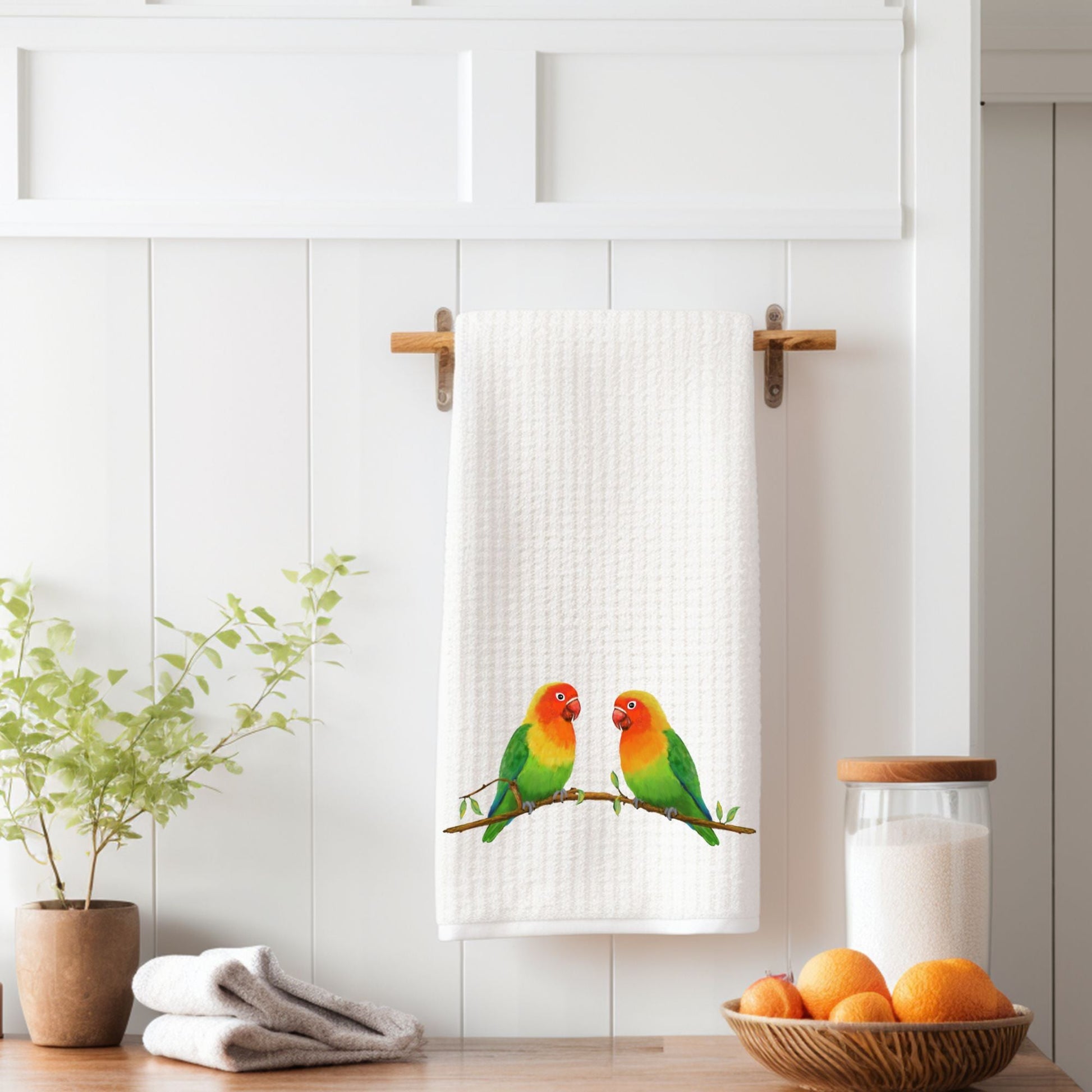 Unique Lovebirds Kitchen Towel - MerikaArt