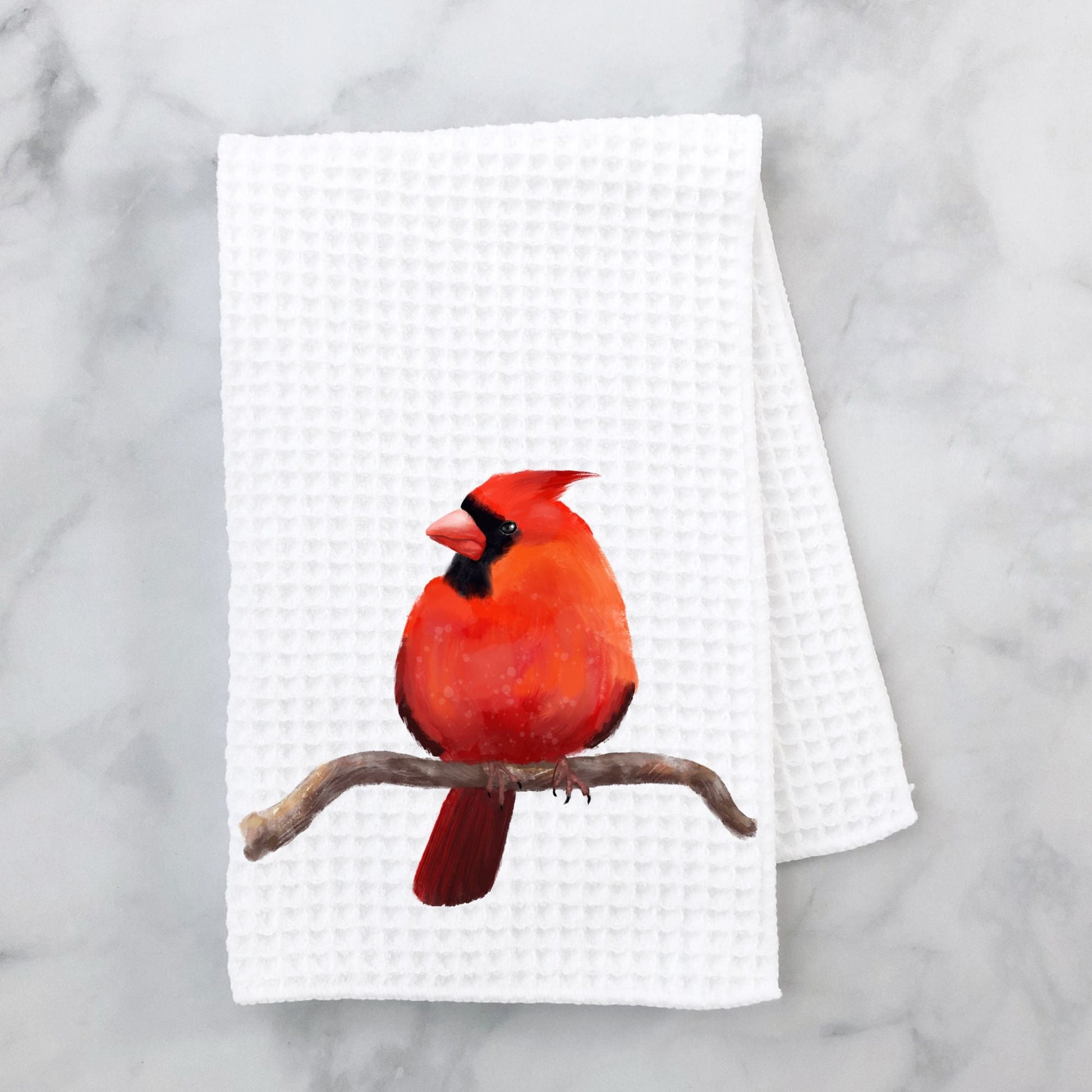 Unique Male Cardinal Kitchen Towel - MerikaArt