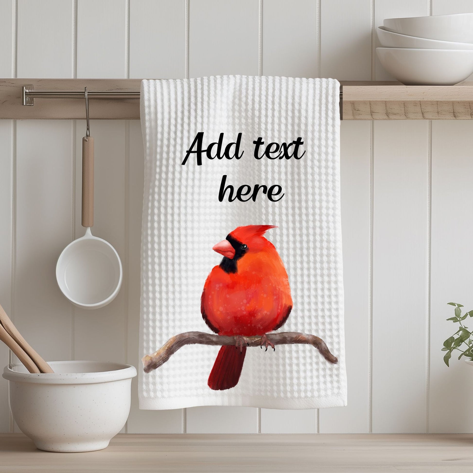 Unique Male Cardinal Kitchen Towel - MerikaArt