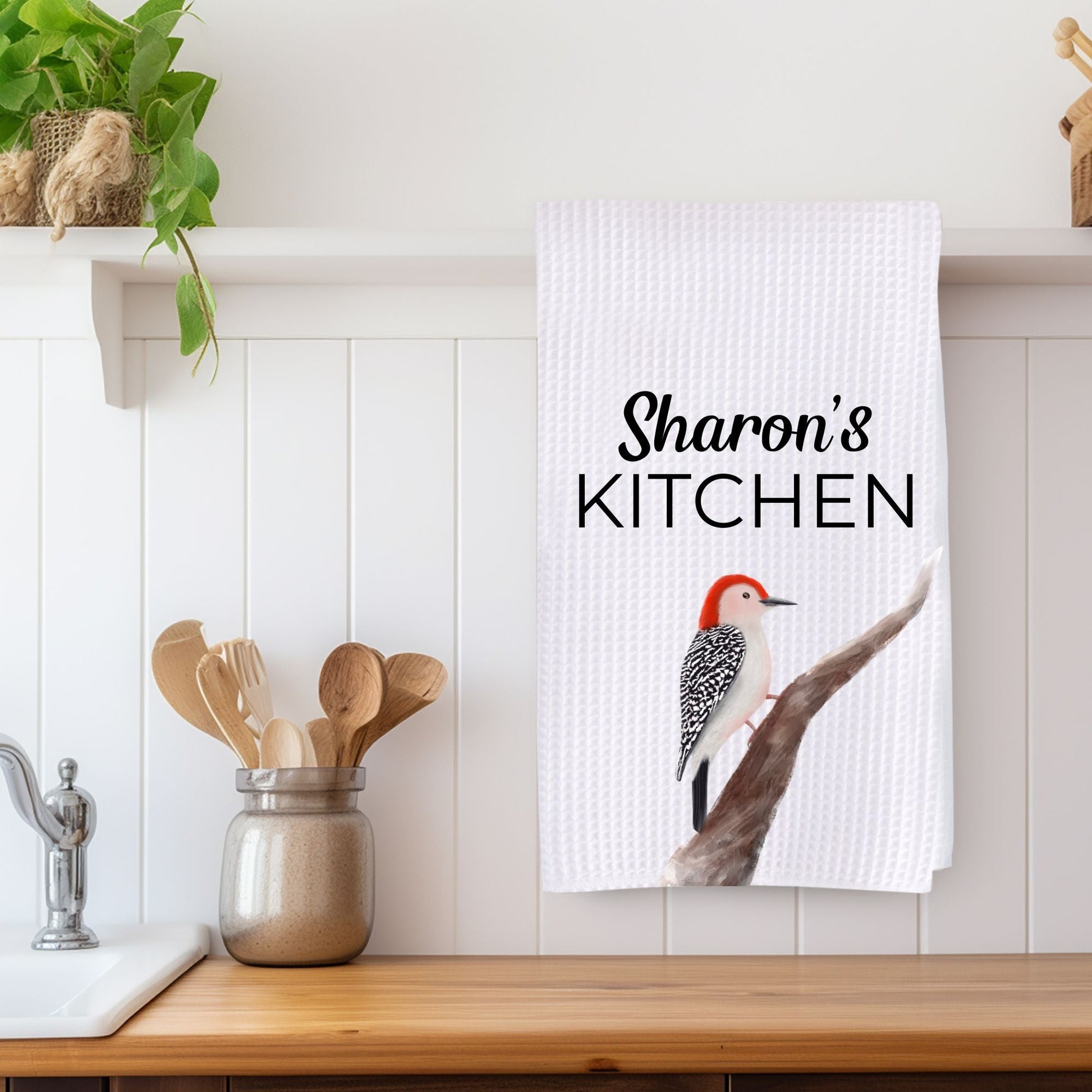 Unique Red - Bellied Woodpecker Kitchen Towel - MerikaArt