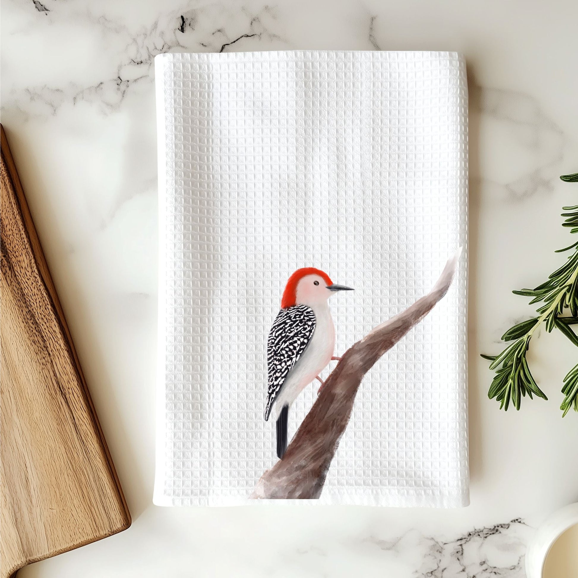 Unique Red - Bellied Woodpecker Kitchen Towel - MerikaArt