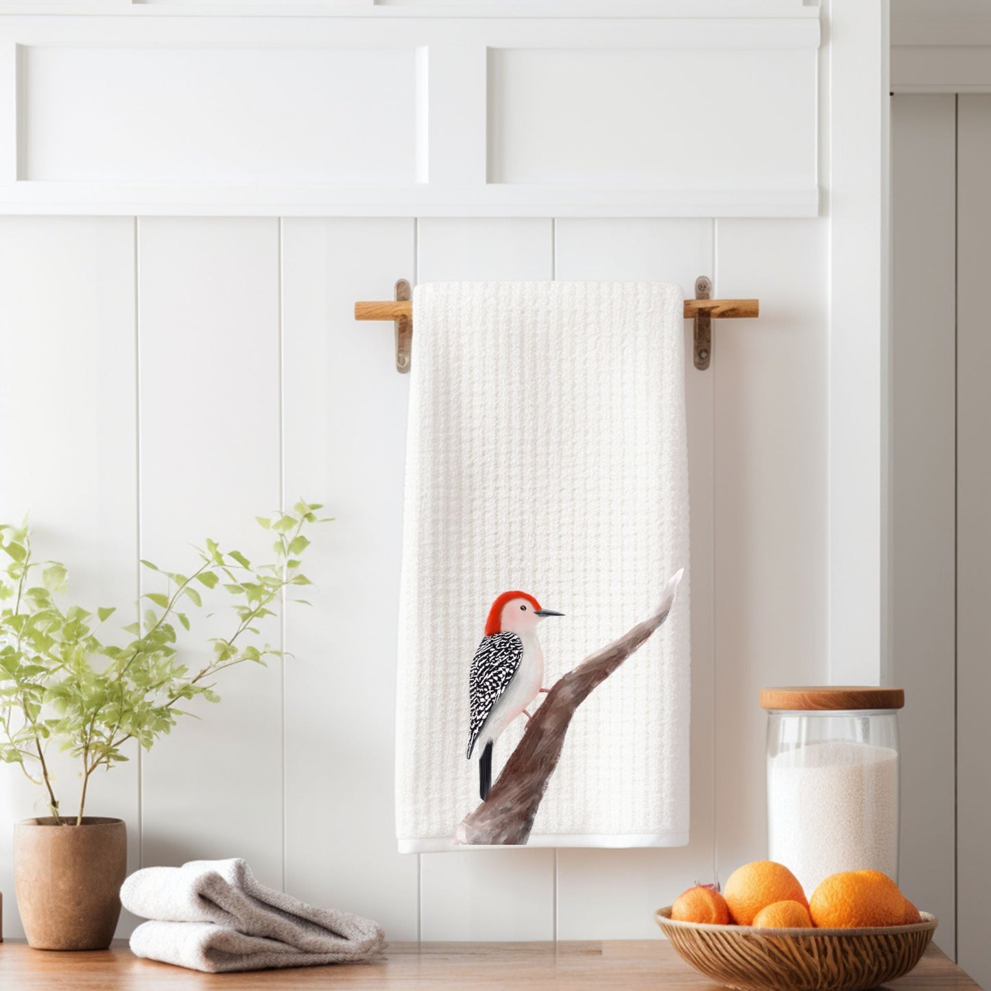 Unique Red - Bellied Woodpecker Kitchen Towel - MerikaArt