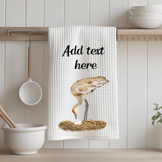 Unique Sandhill Crane Nesting Kitchen Towel - MerikaArt