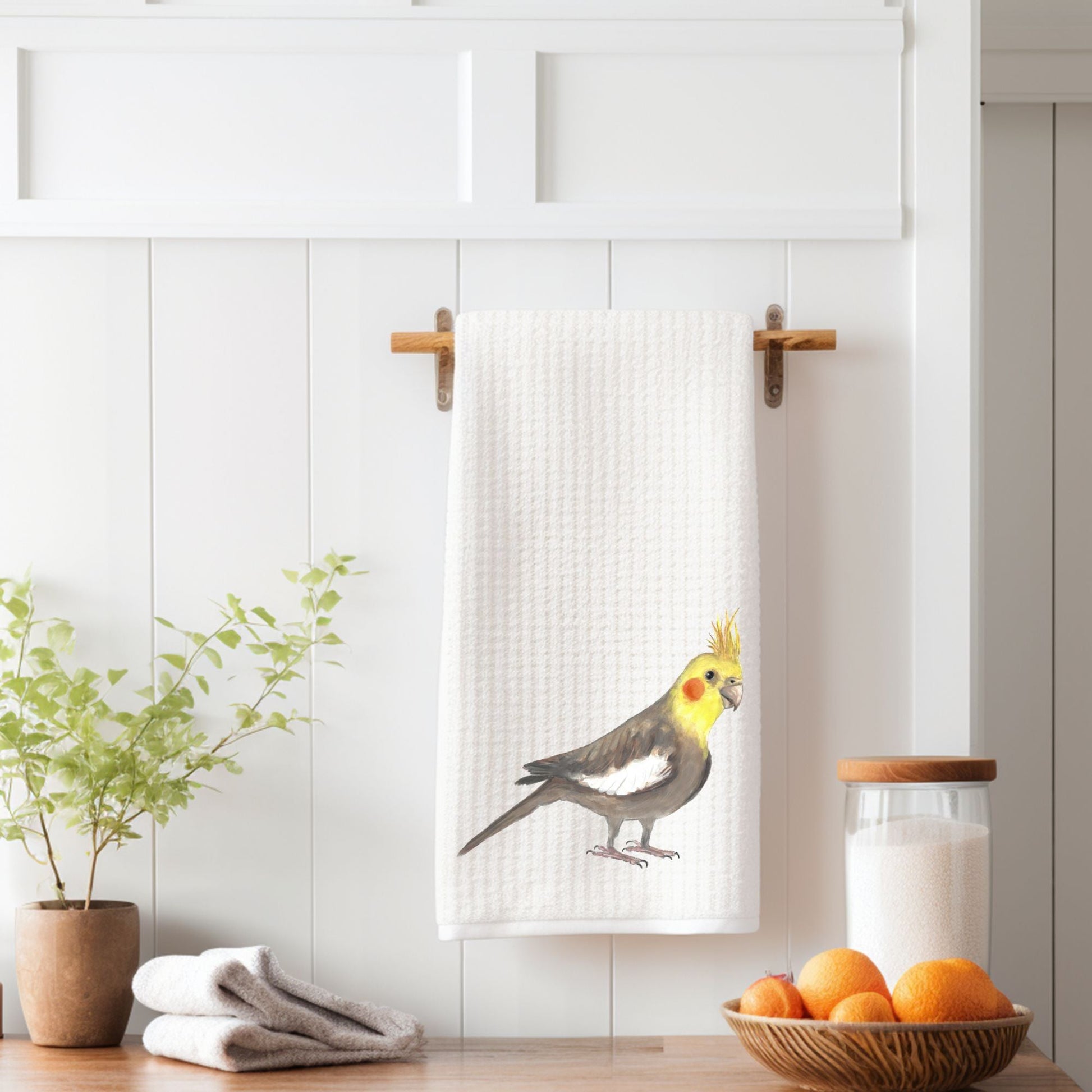 Unique Yellow Cockatiel Kitchen Towel - MerikaArt