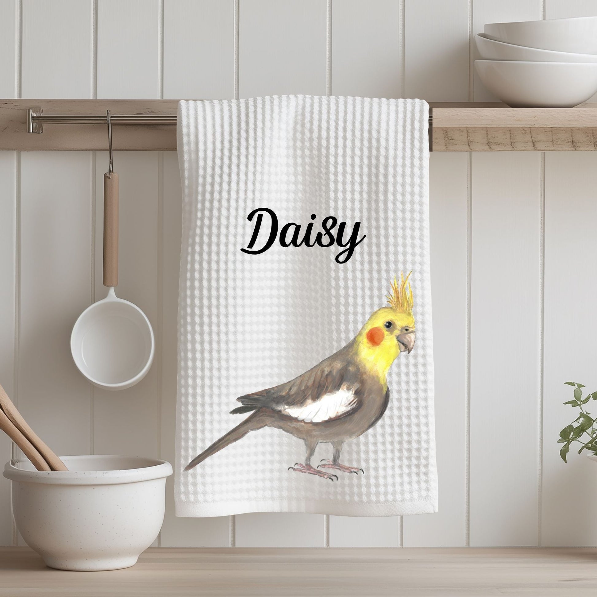 Unique Yellow Cockatiel Kitchen Towel - MerikaArt