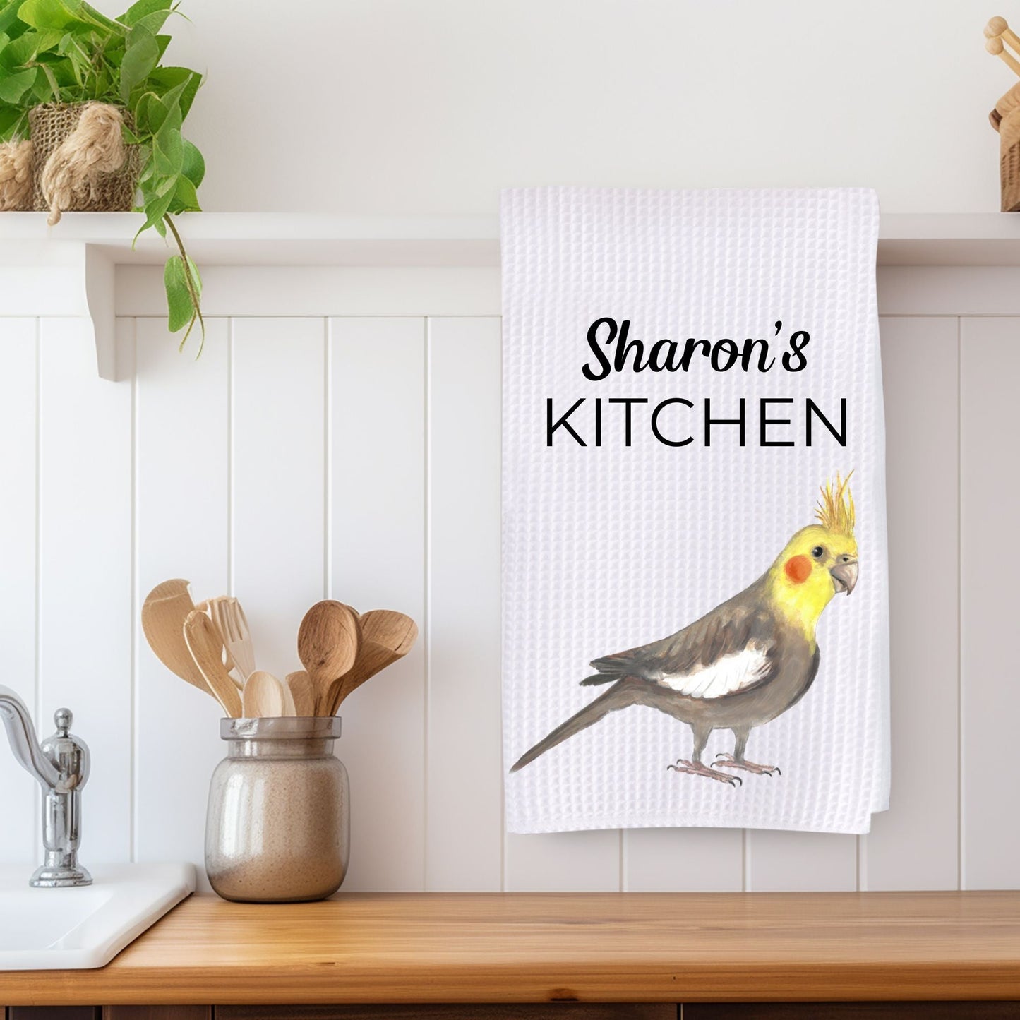 Unique Yellow Cockatiel Kitchen Towel - MerikaArt