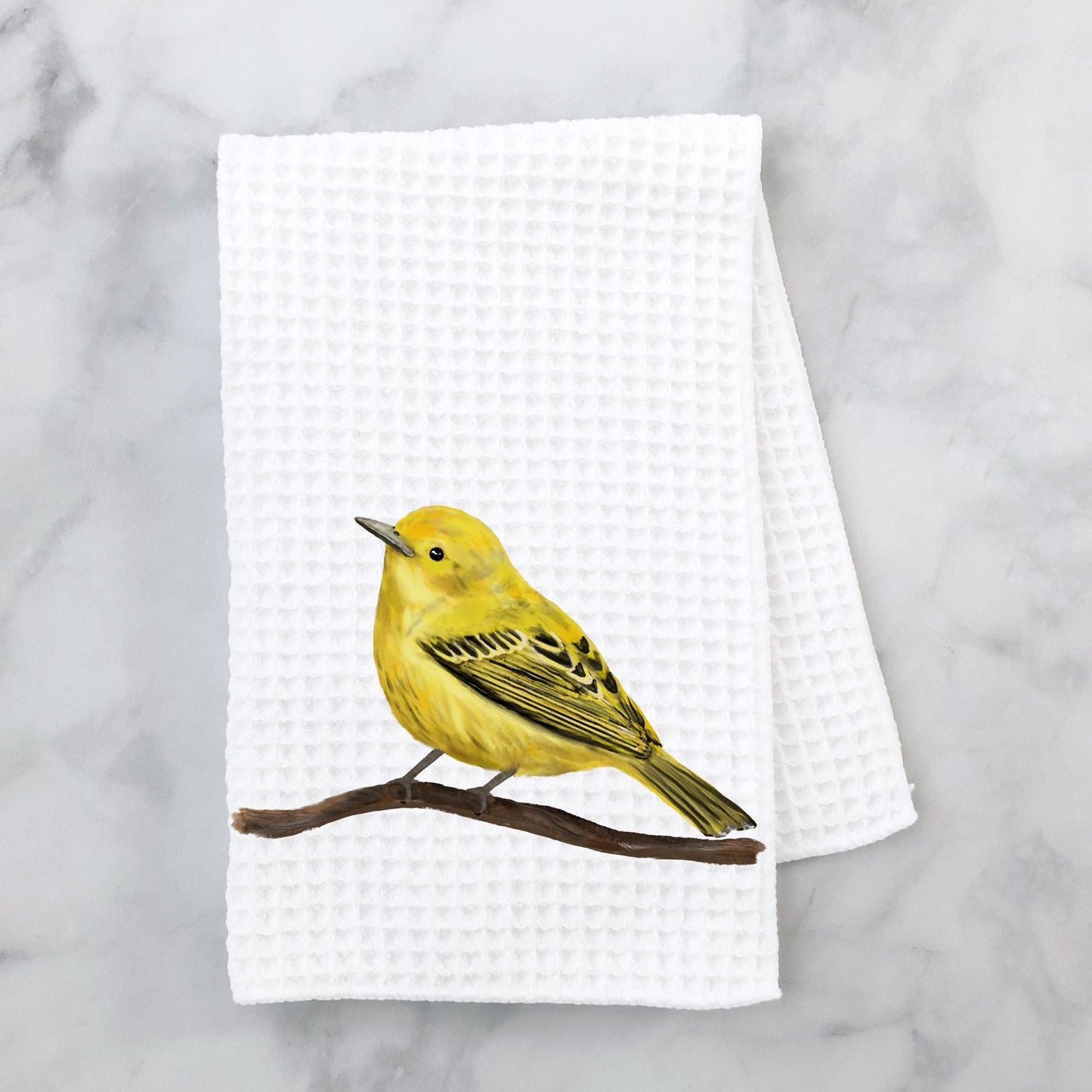 Unique Yellow Warbler Kitchen Towel - MerikaArt