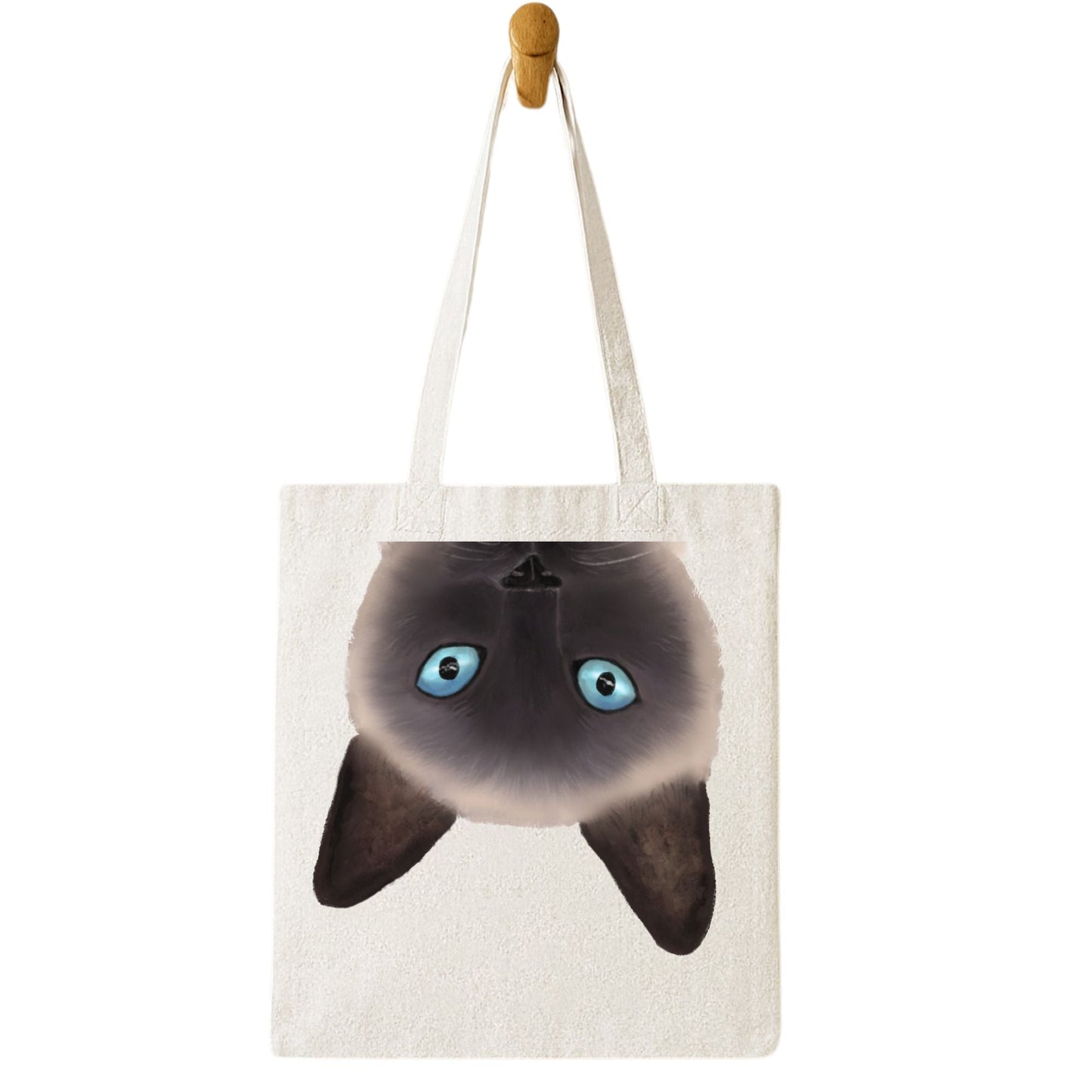 Upside Down Siamese Cat Canvas Tote Bag - MerikaArt