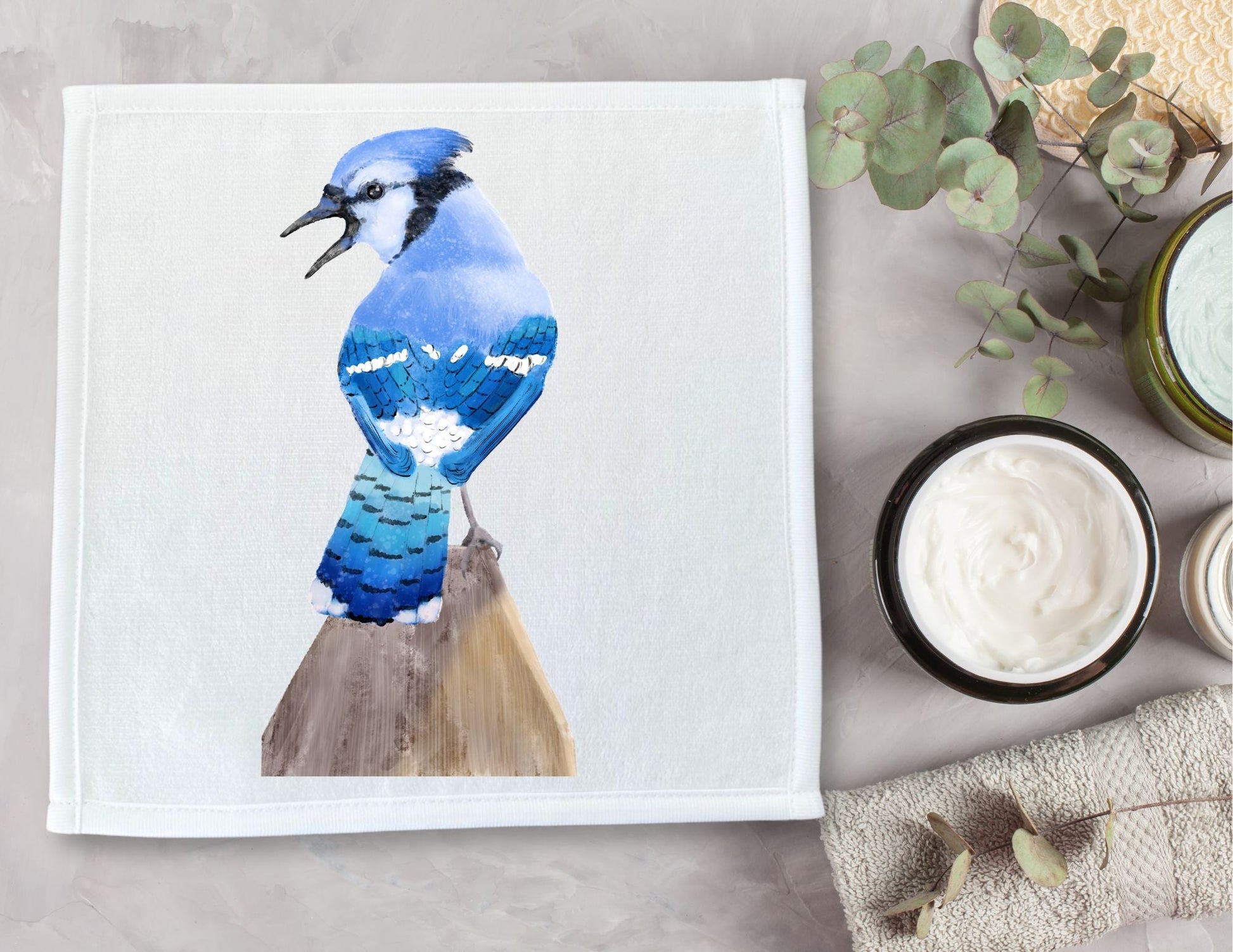 Vibrant Blue Jay Washcloth – A Striking Gift for Bird Enthusiasts - MerikaArt