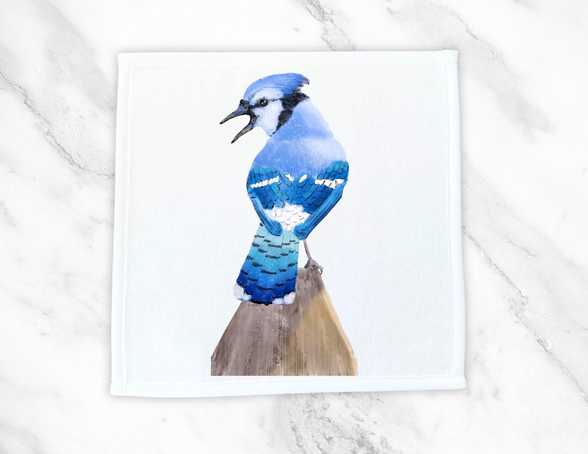 Vibrant Blue Jay Washcloth – A Striking Gift for Bird Enthusiasts - MerikaArt