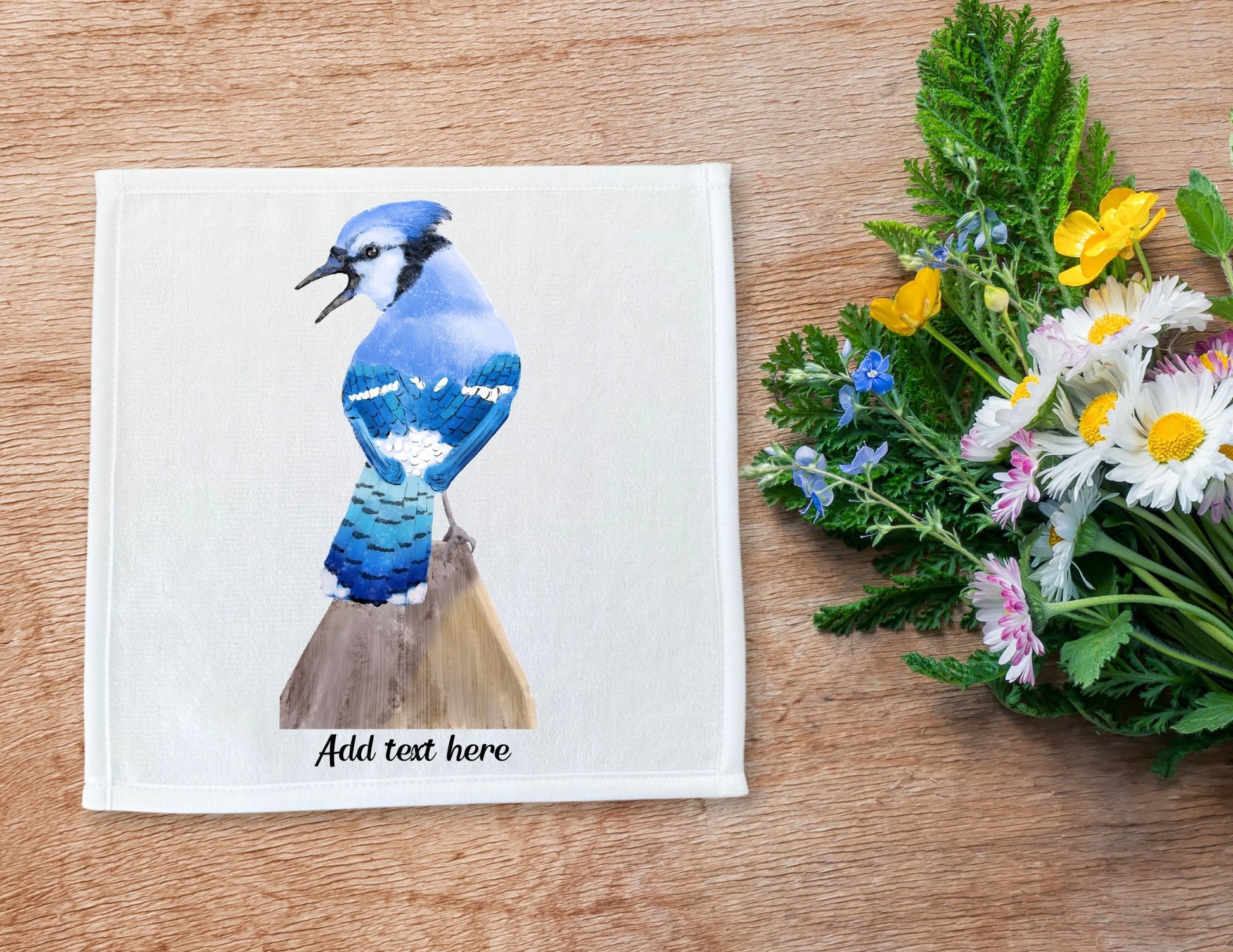 Vibrant Blue Jay Washcloth – A Striking Gift for Bird Enthusiasts - MerikaArt