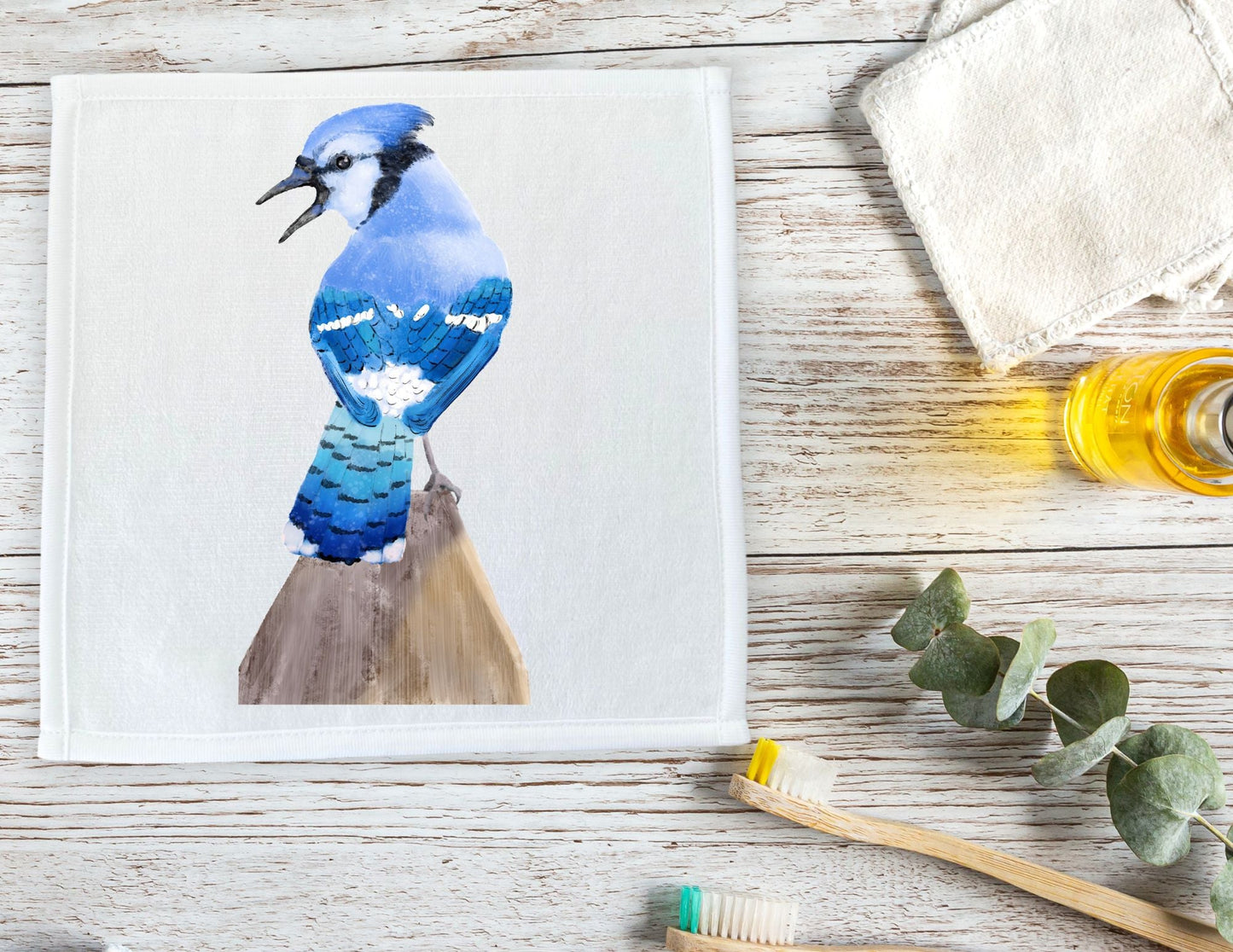 Vibrant Blue Jay Washcloth – A Striking Gift for Bird Enthusiasts - MerikaArt