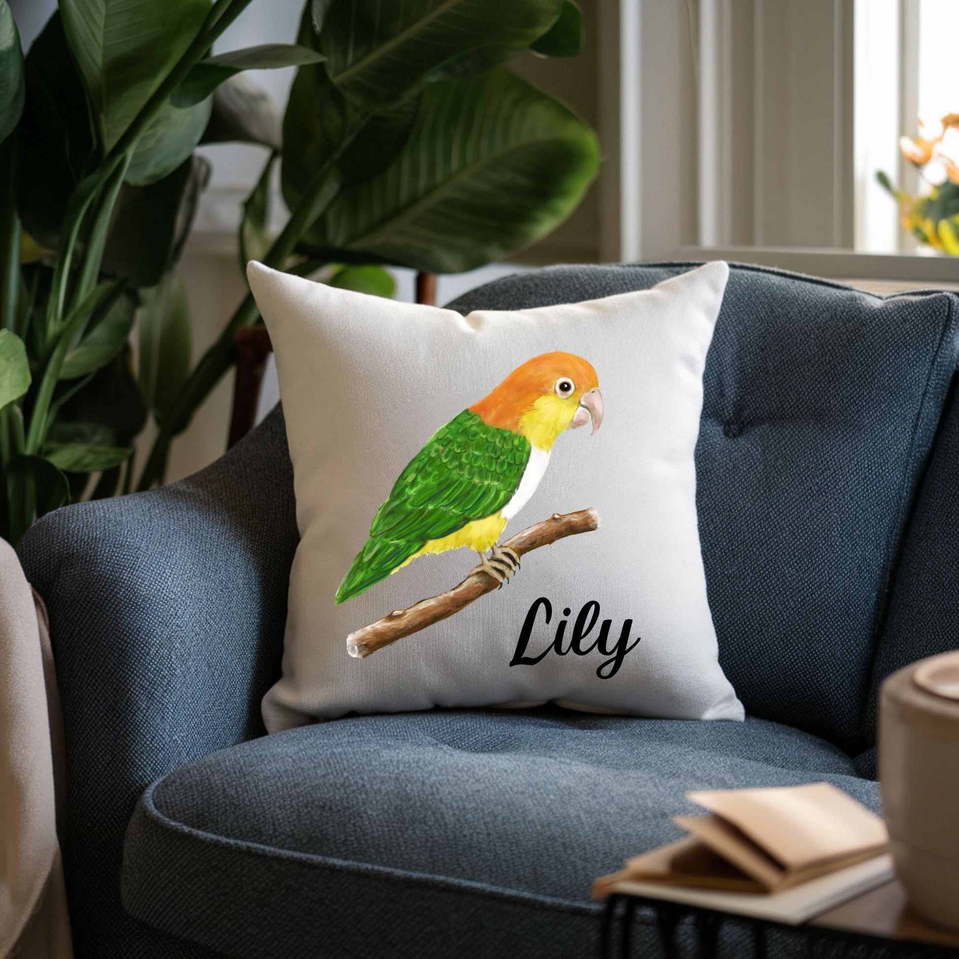 Vibrant Caique Parrot Pillow - Nature Inspired Home Decor - MerikaArt