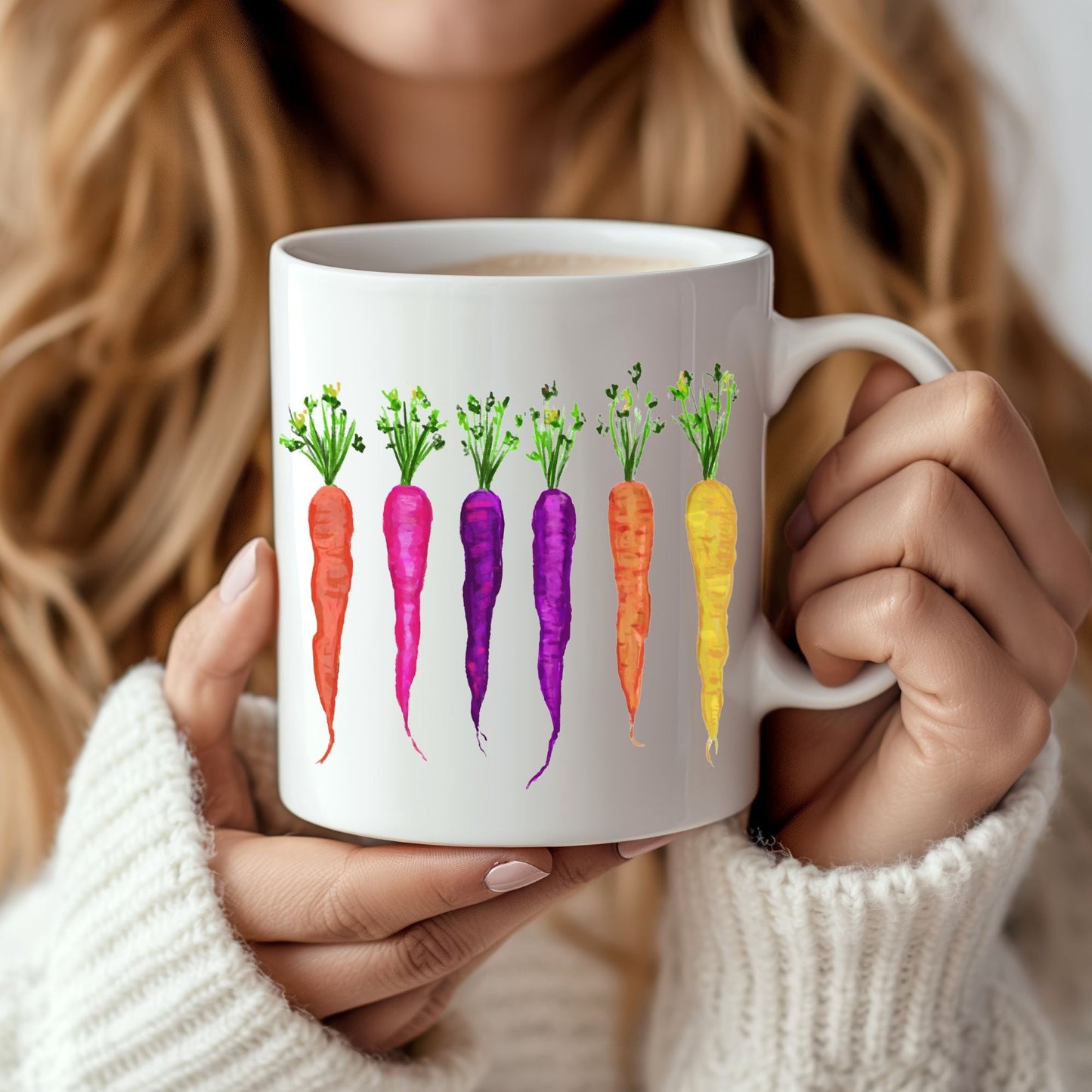 Vibrant Carrot Mug with Rainbow Vegetable Art - MerikaArt