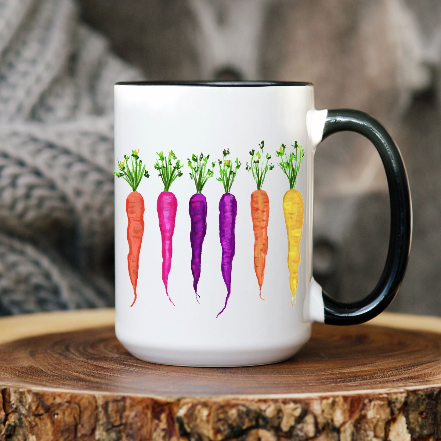 Vibrant Carrot Mug with Rainbow Vegetable Art - MerikaArt