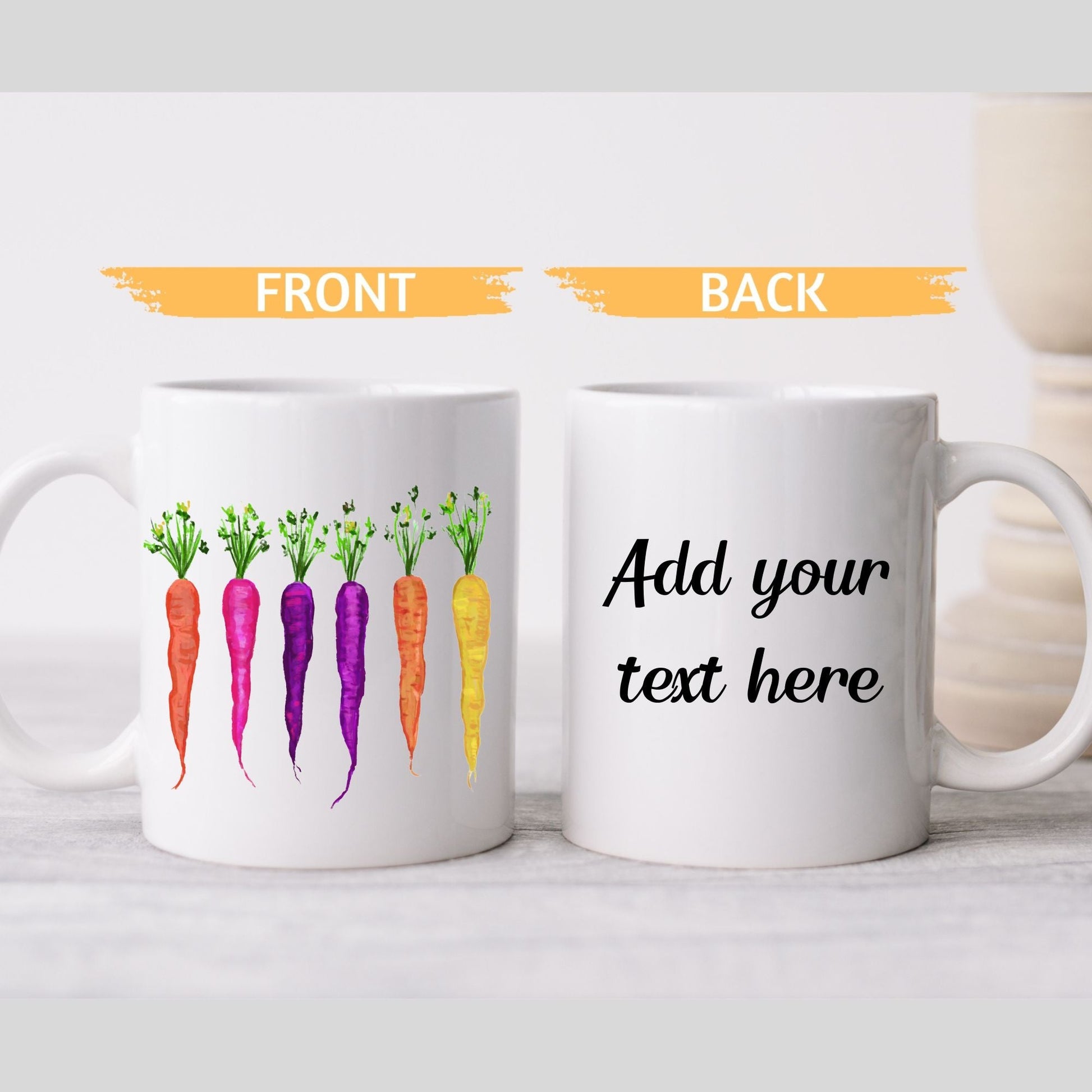 Vibrant Carrot Mug with Rainbow Vegetable Art - MerikaArt