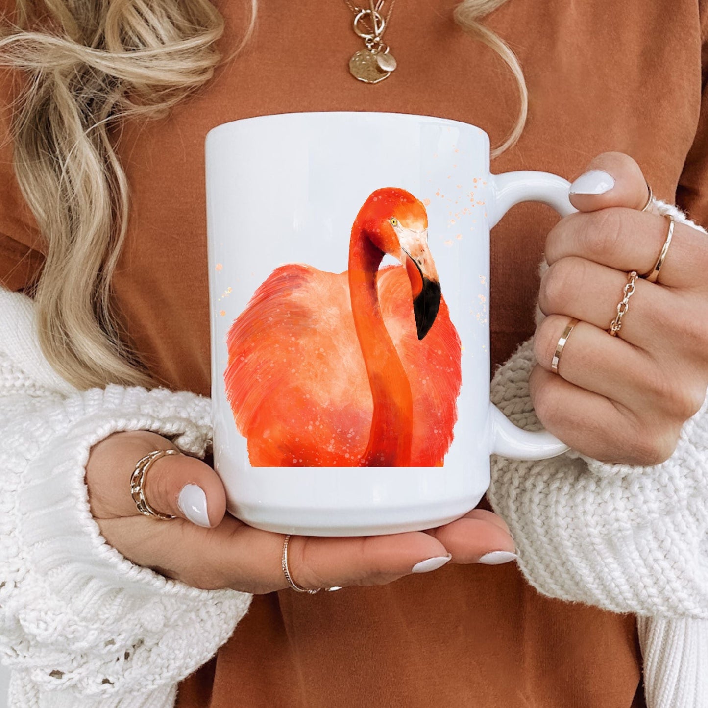 Vibrant Flamingo Portrait Ceramic Coffee Mug - MerikaArt